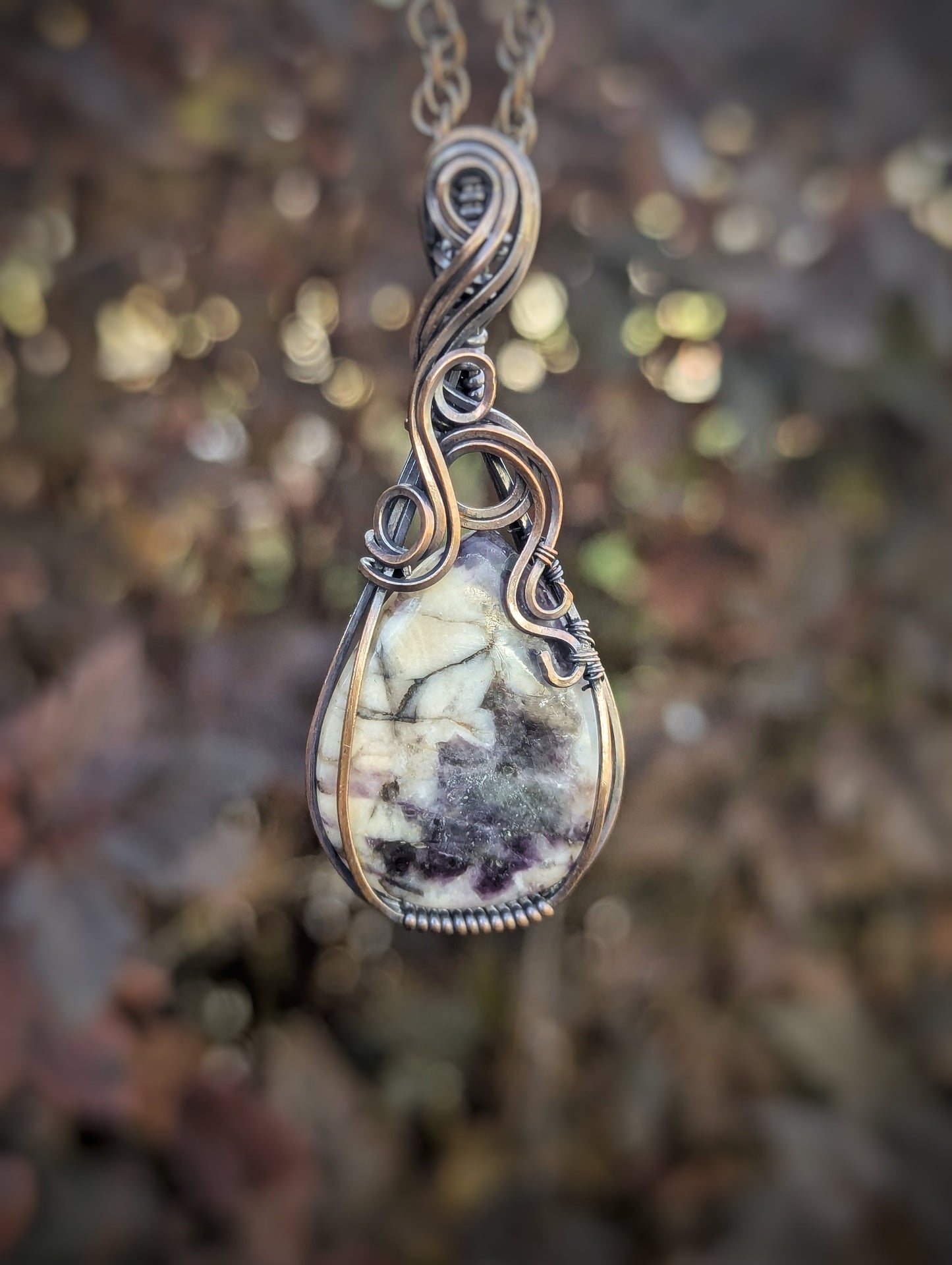 Morado Opal Wire Wrapped Necklace