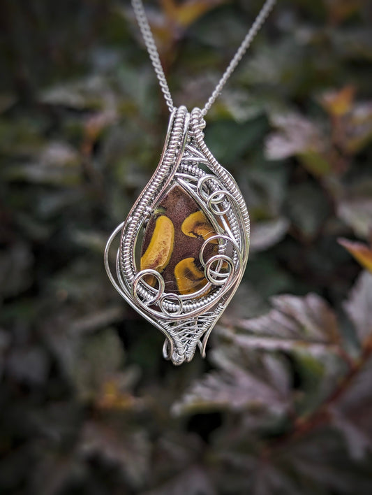 Reversible Fruit Jasper Wire Wrapped Pendant