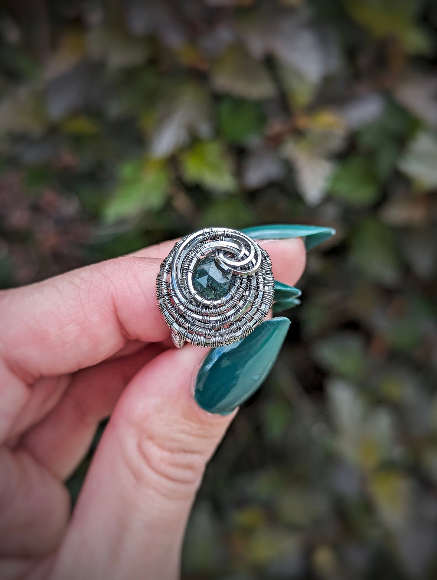 Swirly Moss Agate Ring