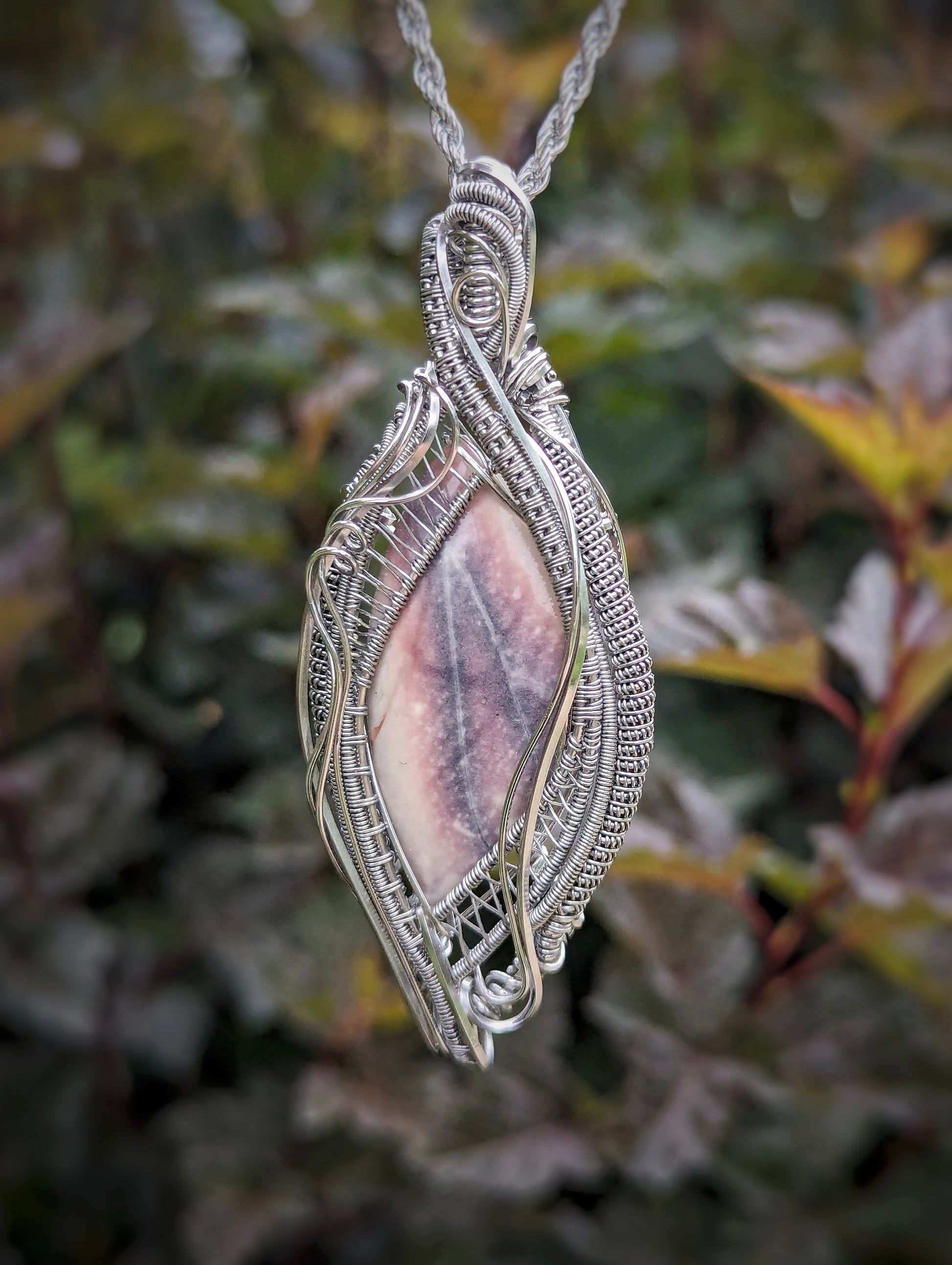 Porcelain Jasper Wire Wrapped Pendant