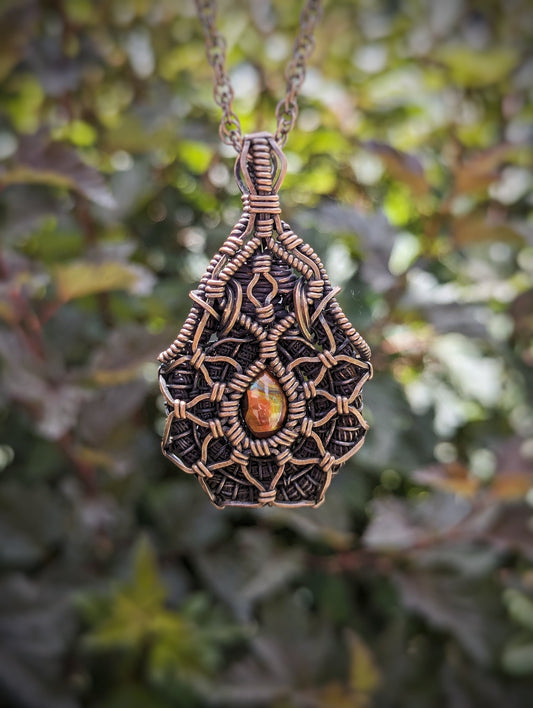 Fire Agate Wire Wrapped Pendant