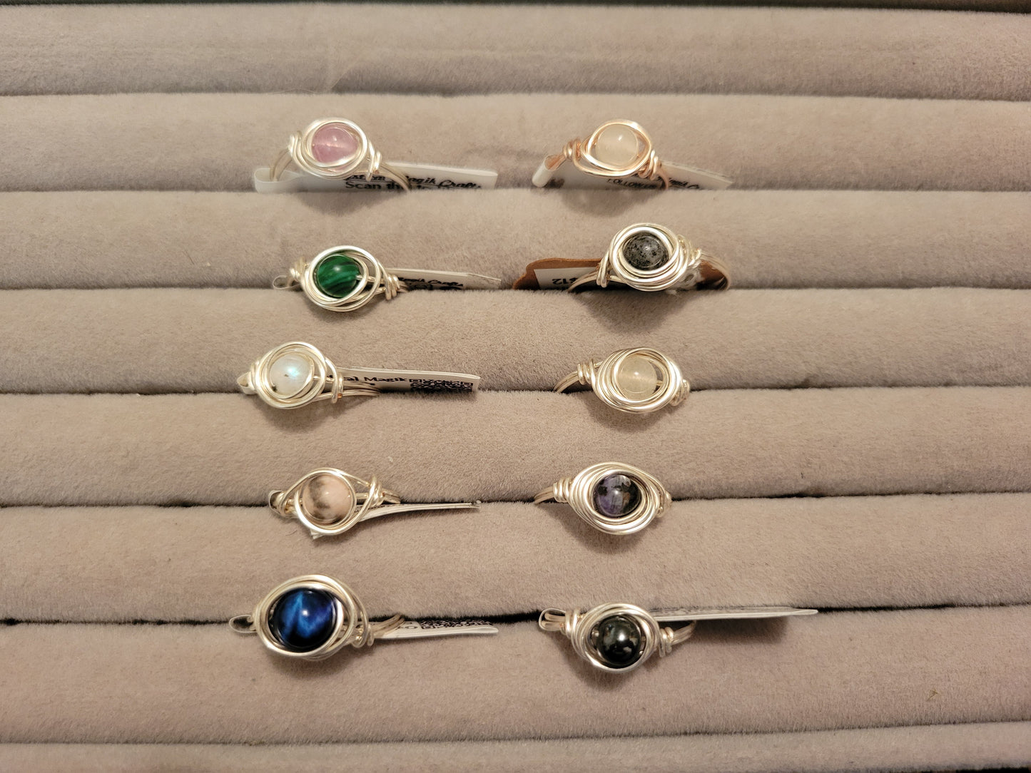 Single Bead Rings, silver tone, Sizes 9 to 13