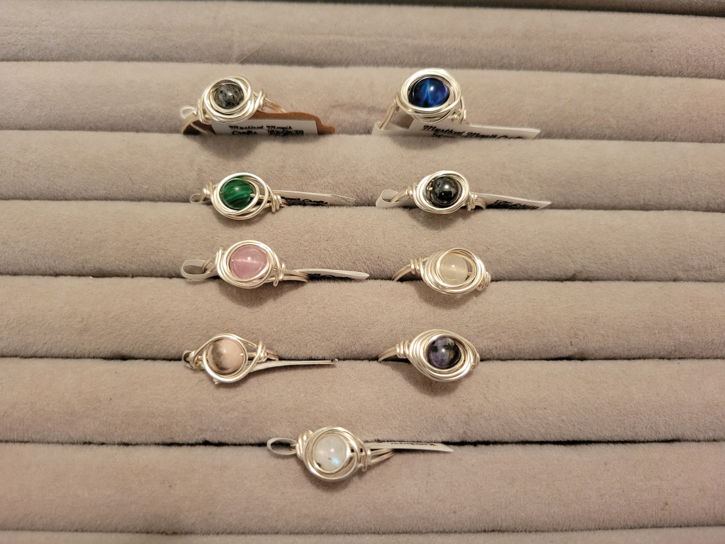 Single Bead Rings, silver tone, Sizes 9 to 13