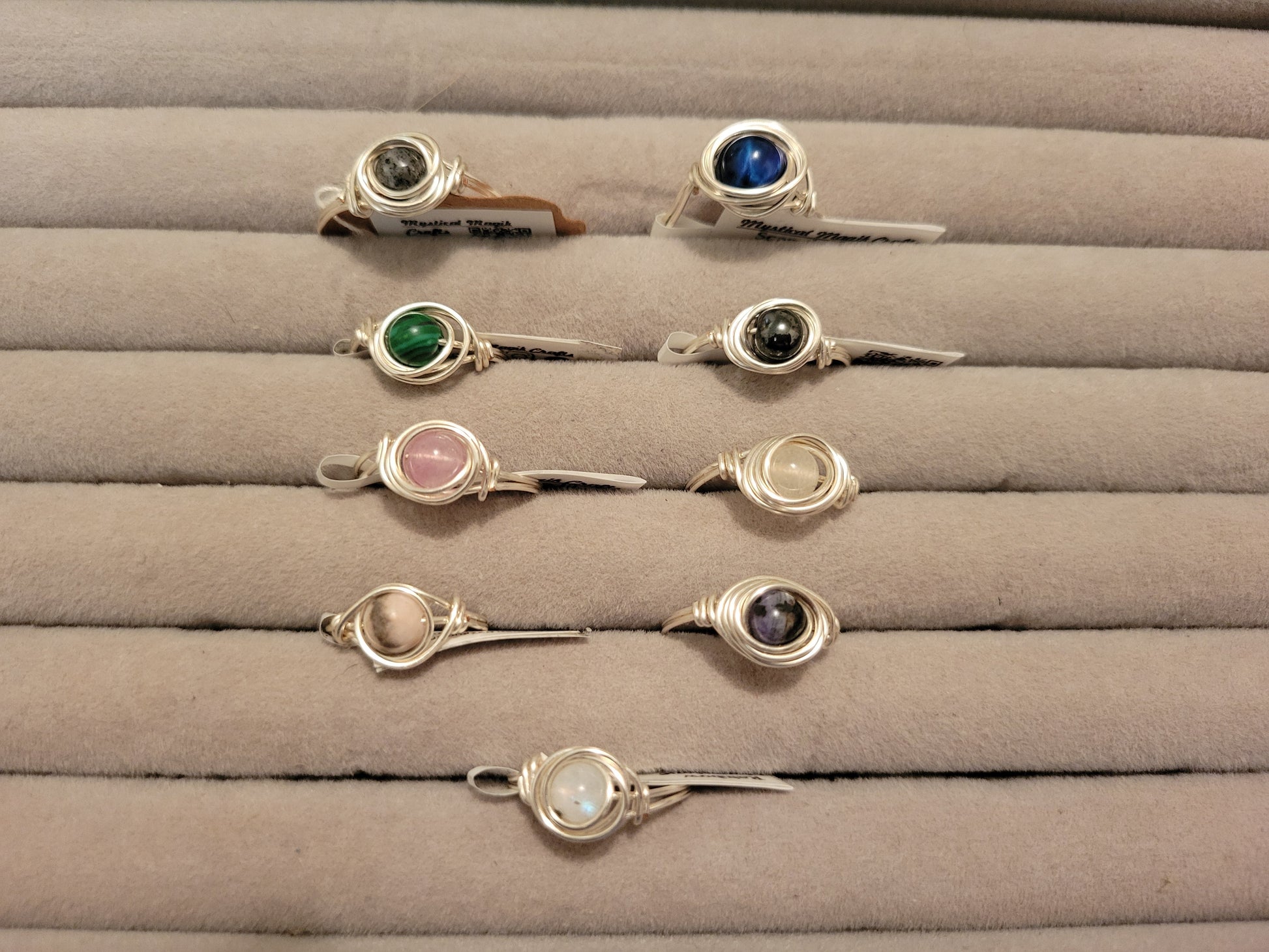 Single Bead Rings, silver tone, Sizes 4 to 8