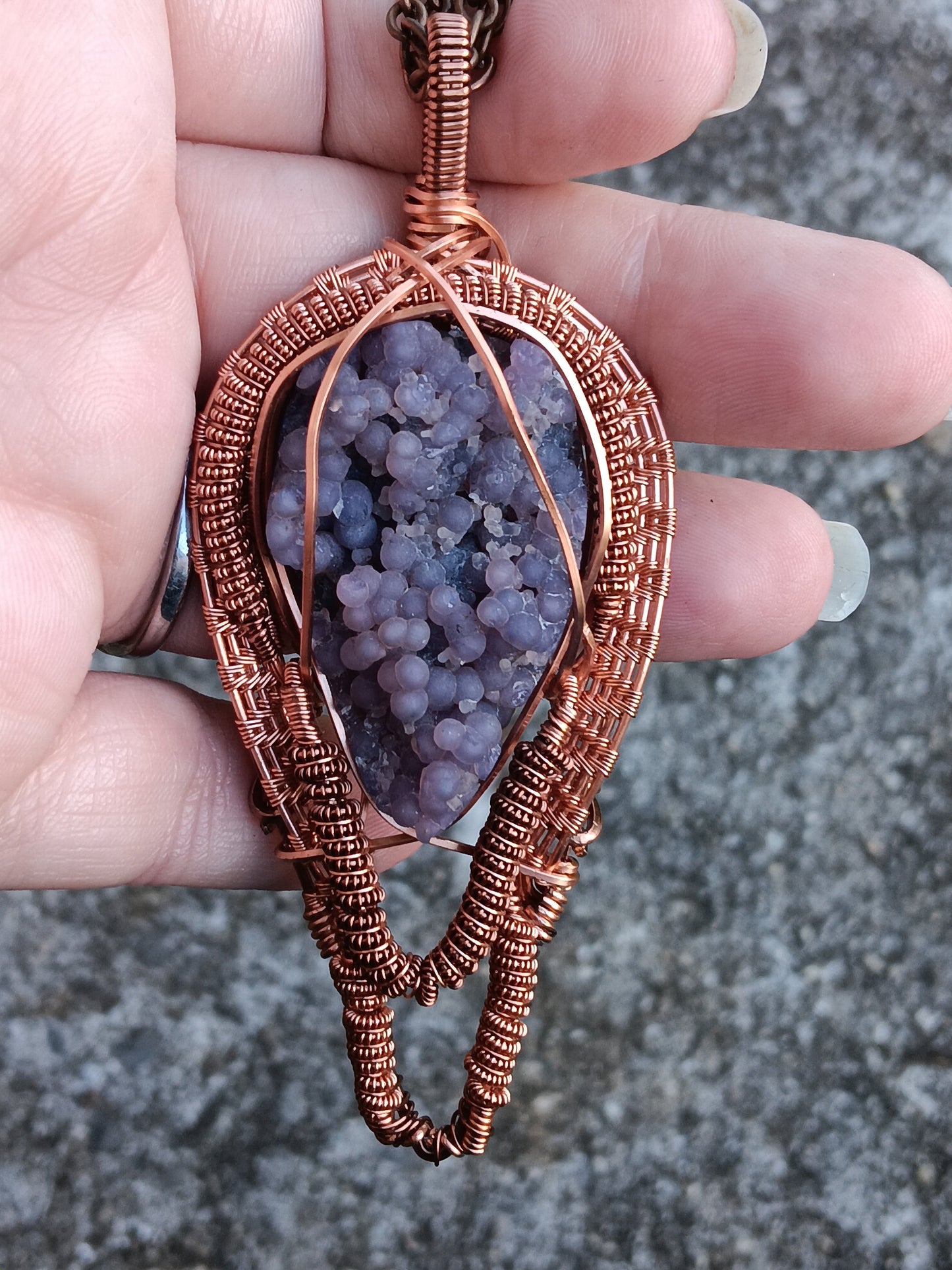 Grape Agate Woven Pendant