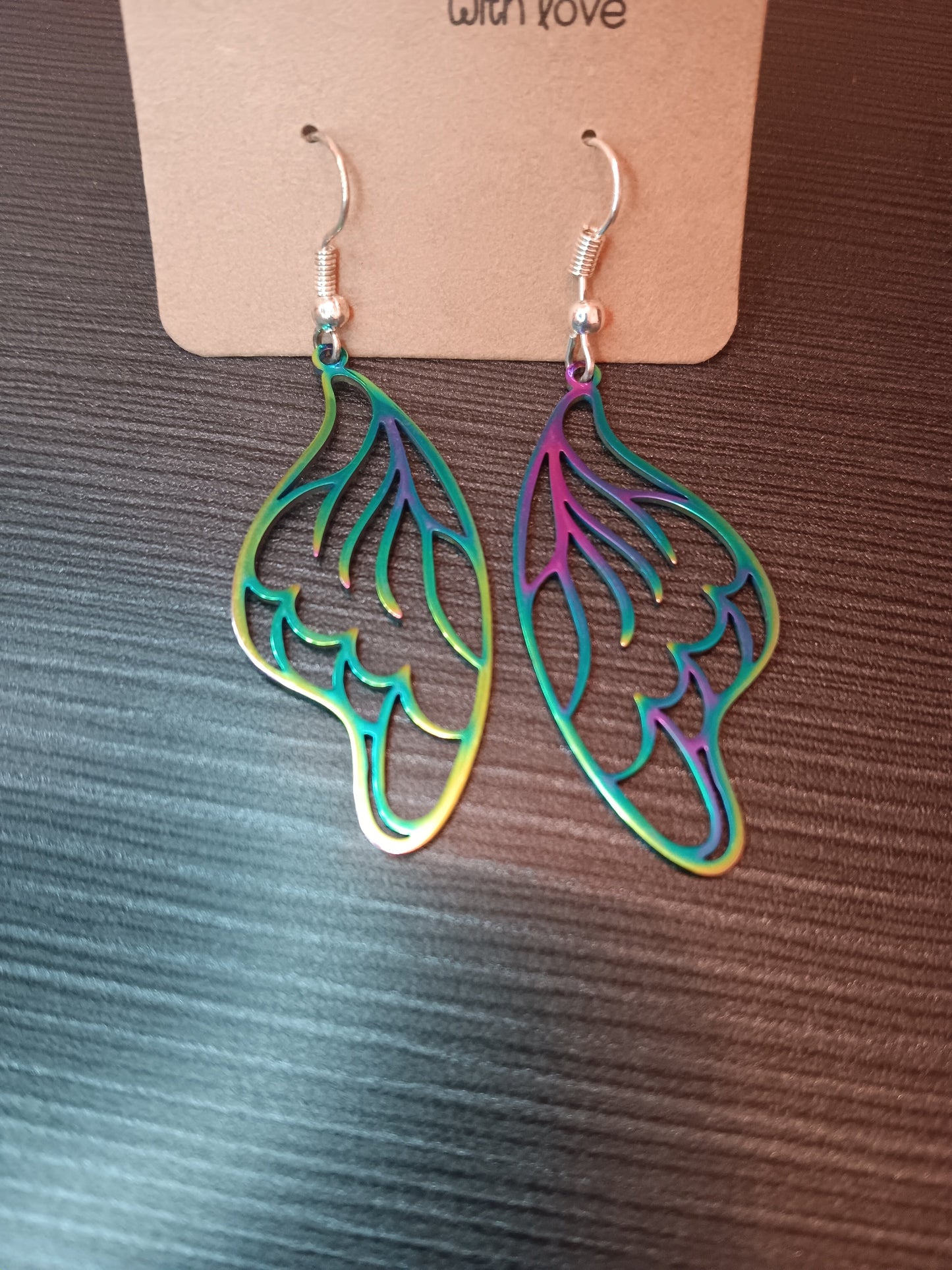 Stainless Steel Rainbow Charm Dangle Earrings