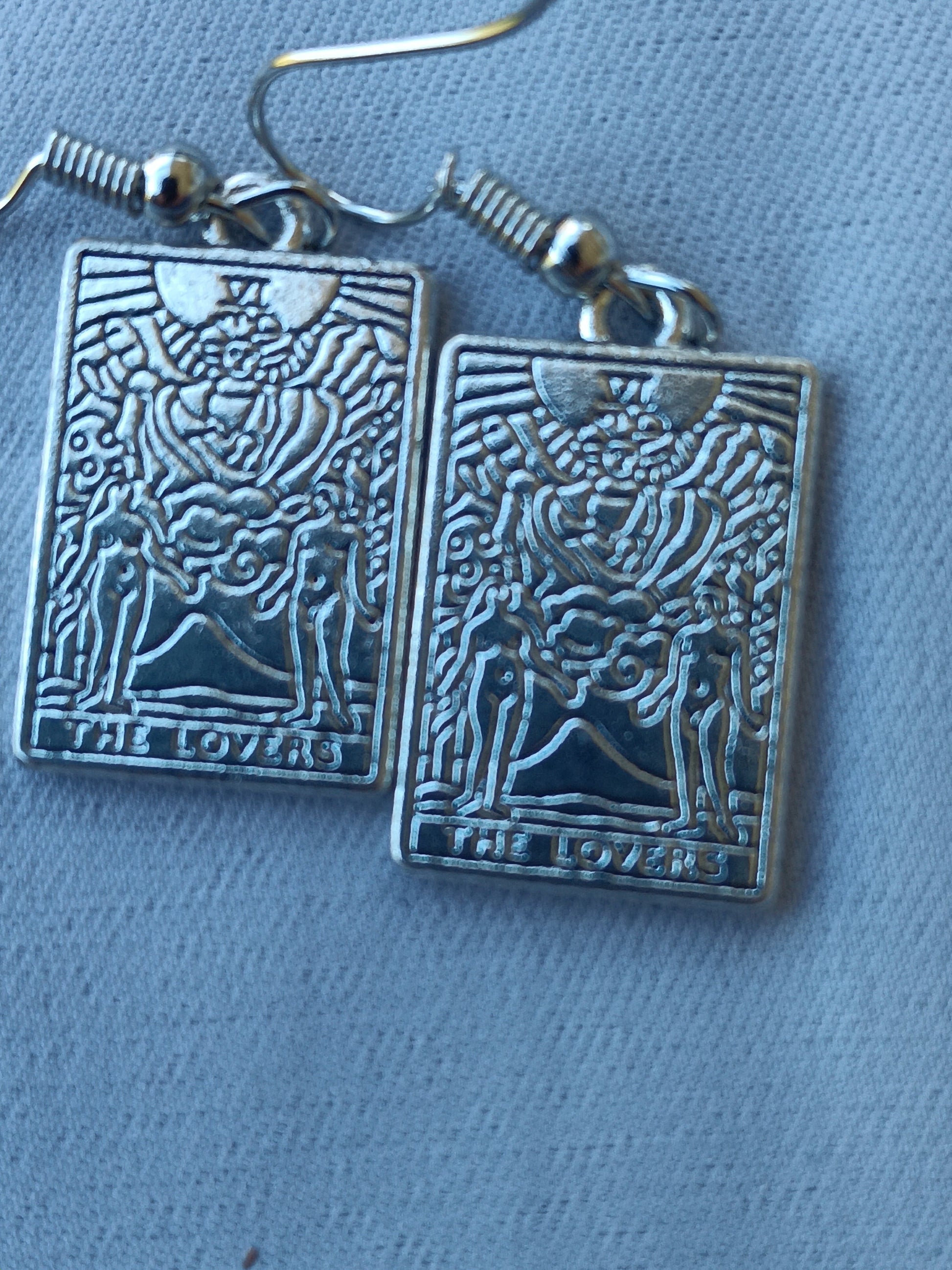 Silver Tarot Card Charm Earrings