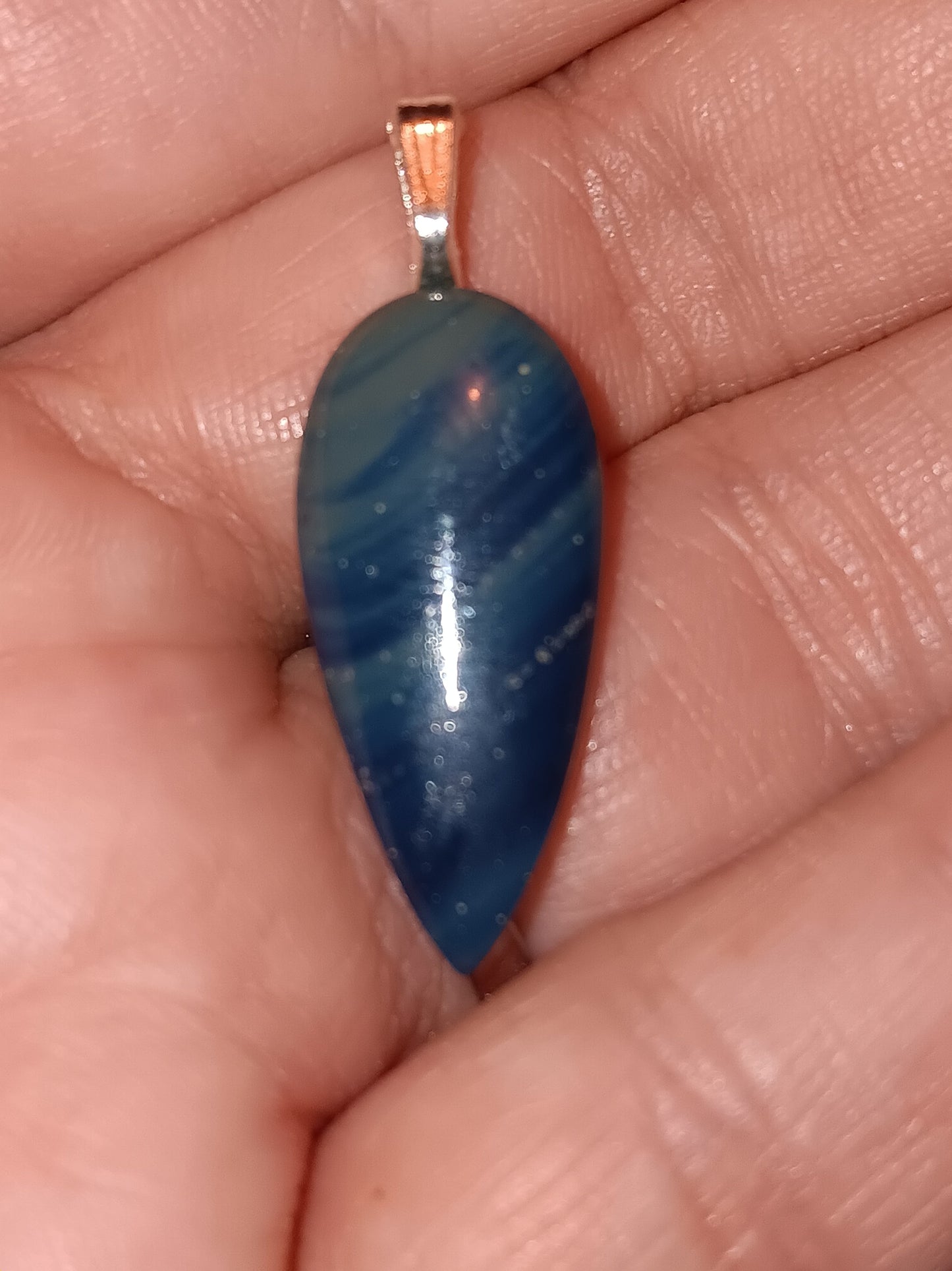 Blue Siber Agate Simple Bail Pendant