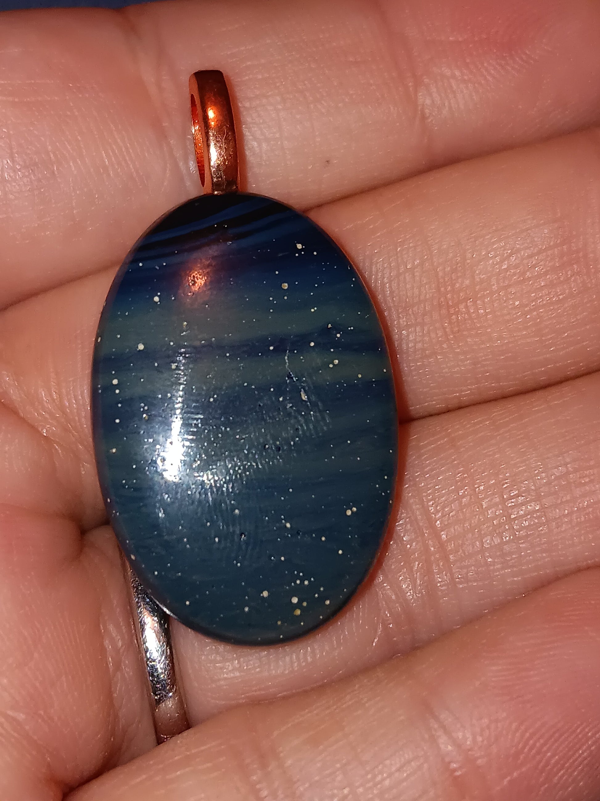 Blue Siber Agate Simple Bail Pendant