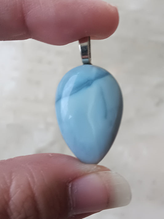 Blue Oyhee Opal Simple Bail Pendant