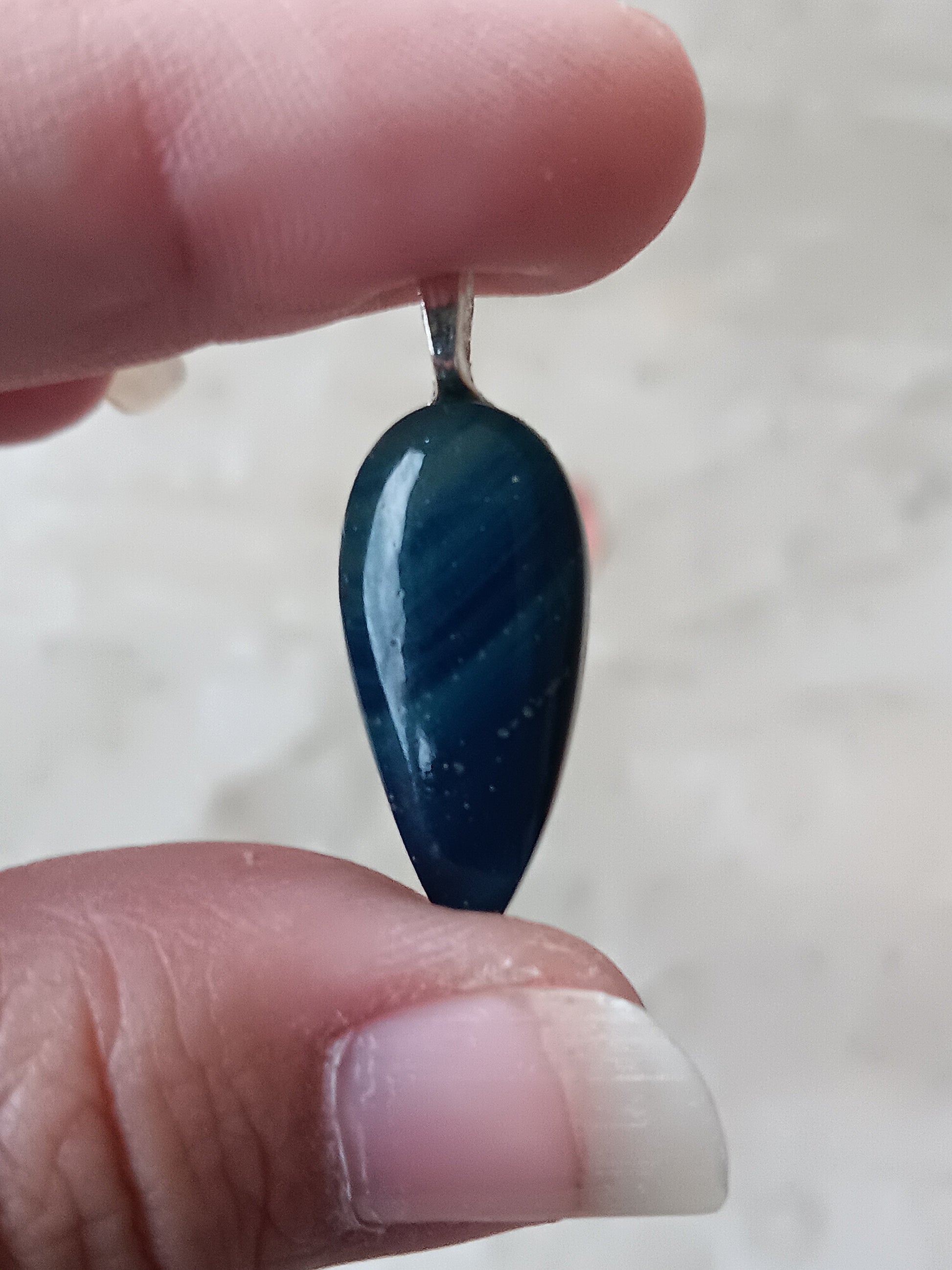 Blue Siber Agate Simple Bail Pendant