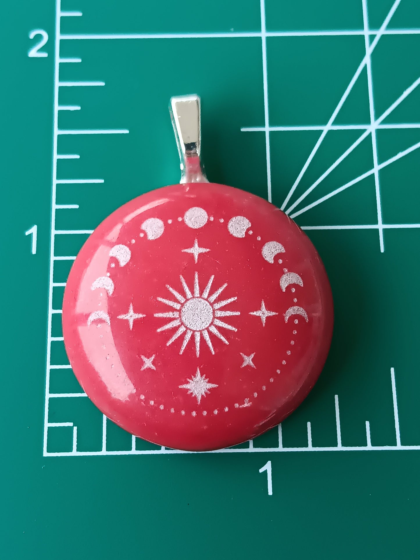 Jade Red Moon Phase Simple Bail Pendant