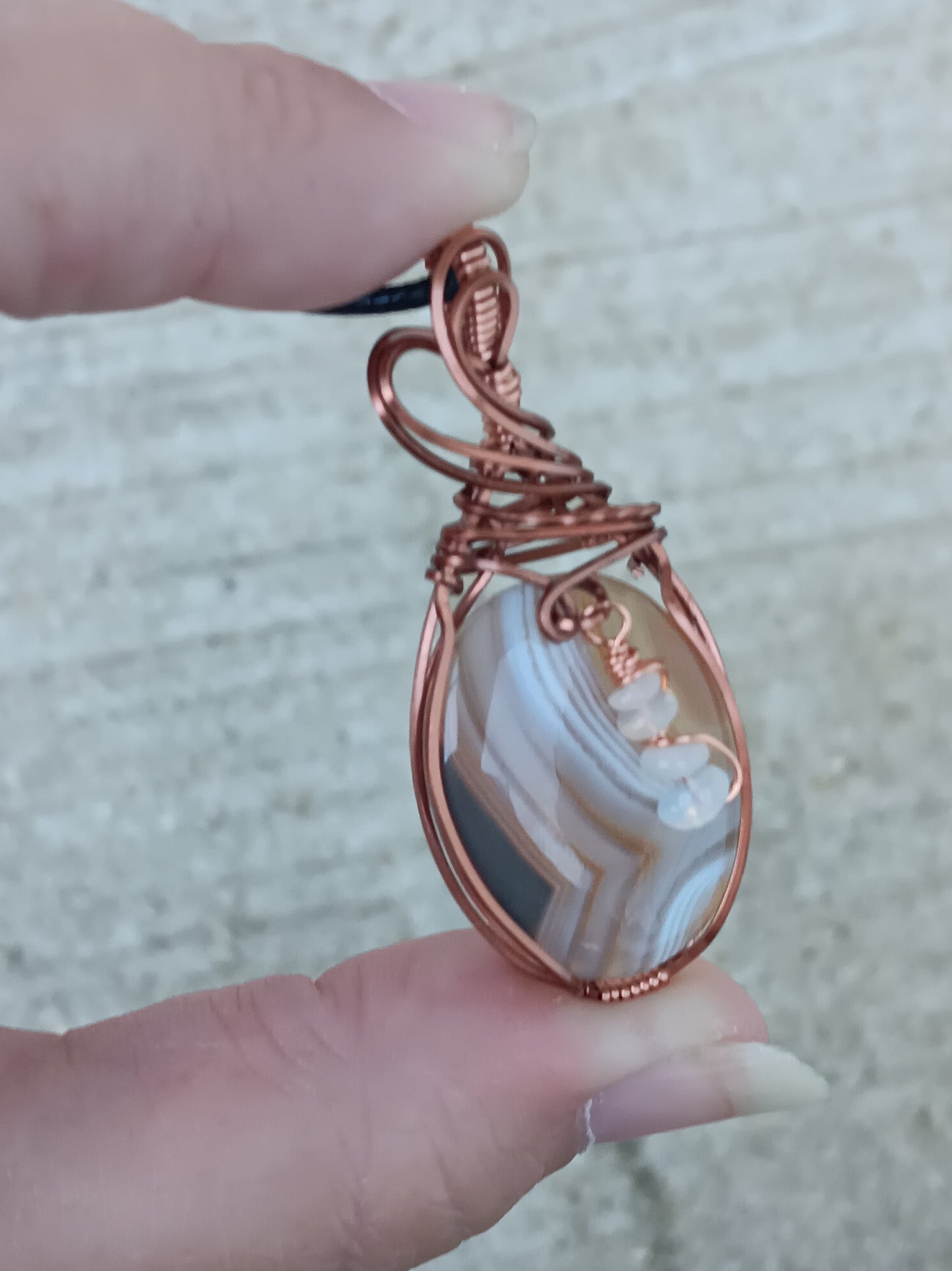 Botswanna Agate w/ Ethiopian Opal Dangle Pendant