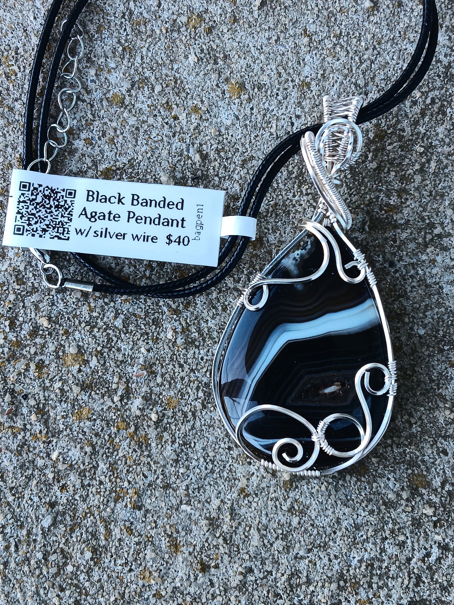 Black Banded Agate Pendant