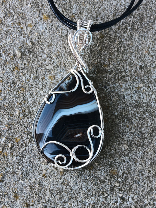 Black Banded Agate Pendant