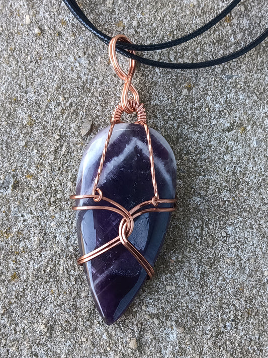 Chevron Amethyst Teardrop Pendant