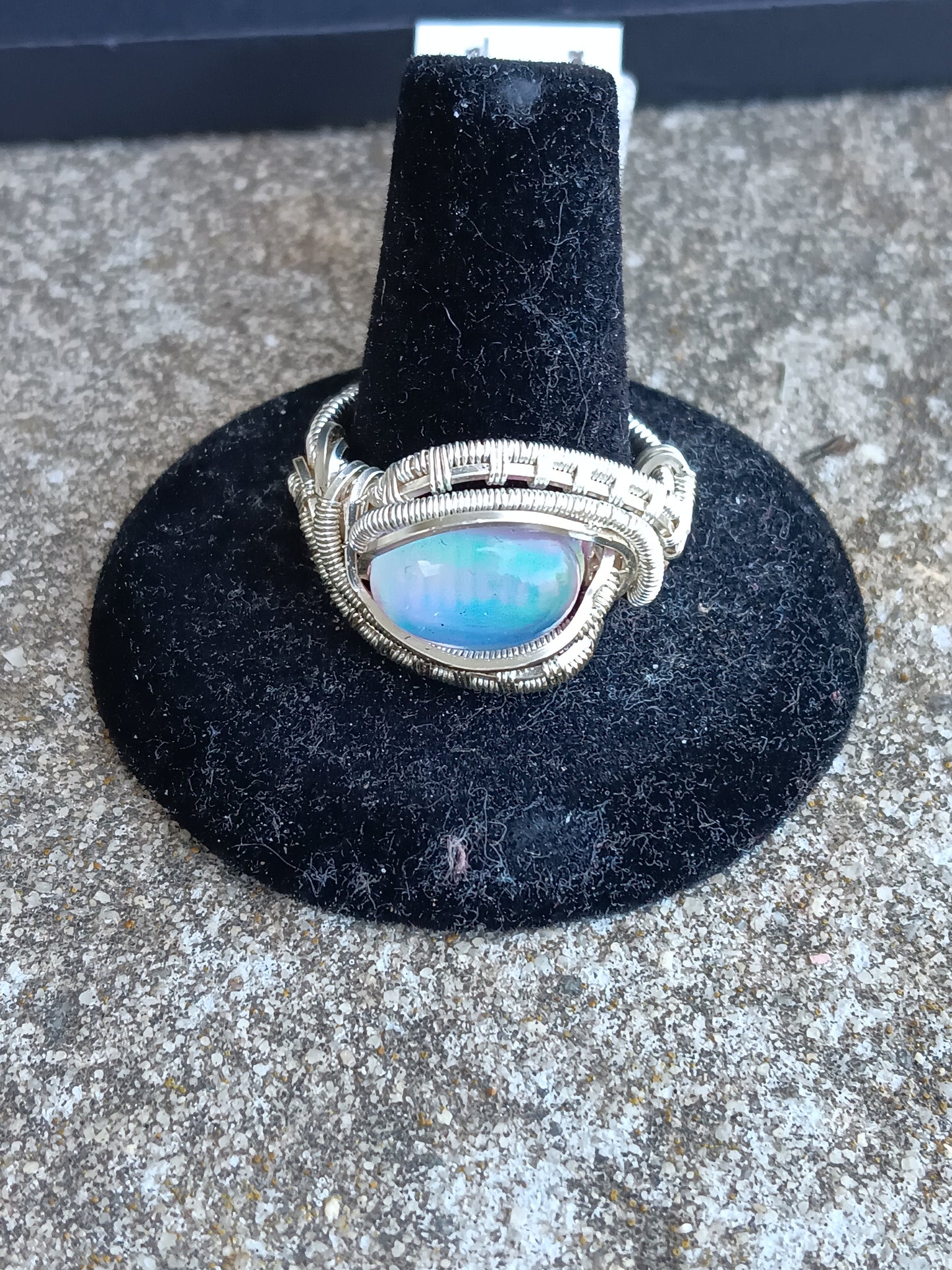 Northern Lights, Aurora Opal Silver ring sz 8