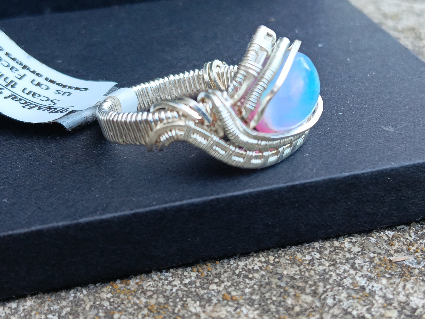 Northern Lights, Aurora Opal Silver ring sz 8