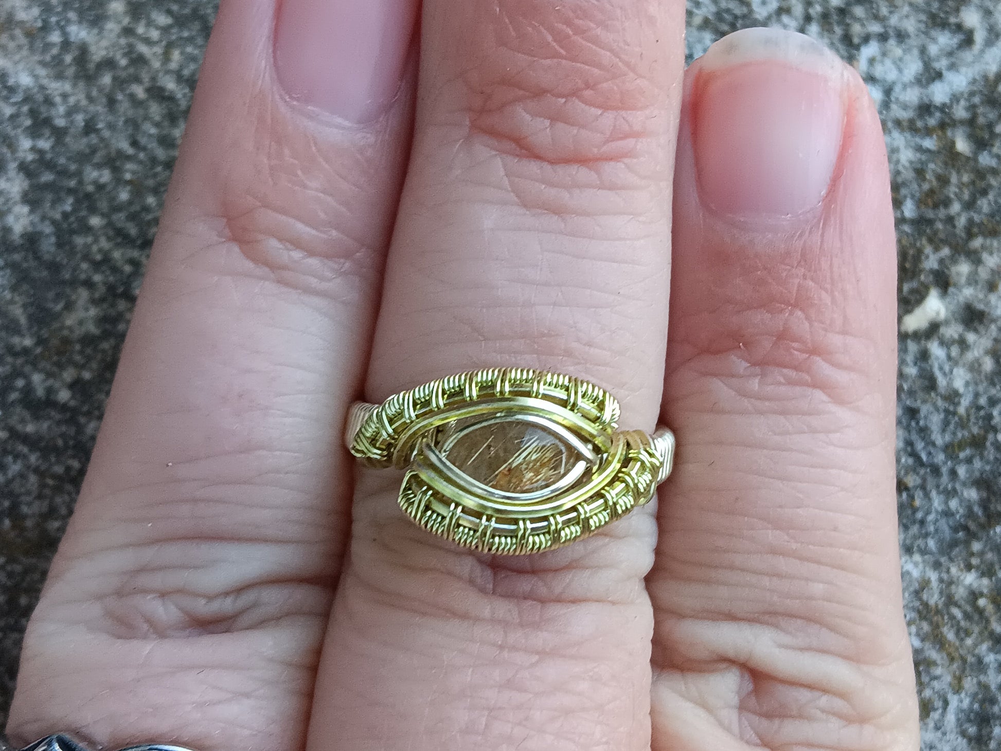 Rutilated, Gold Rutilated Quartz  Champaign Gold Ring size 9