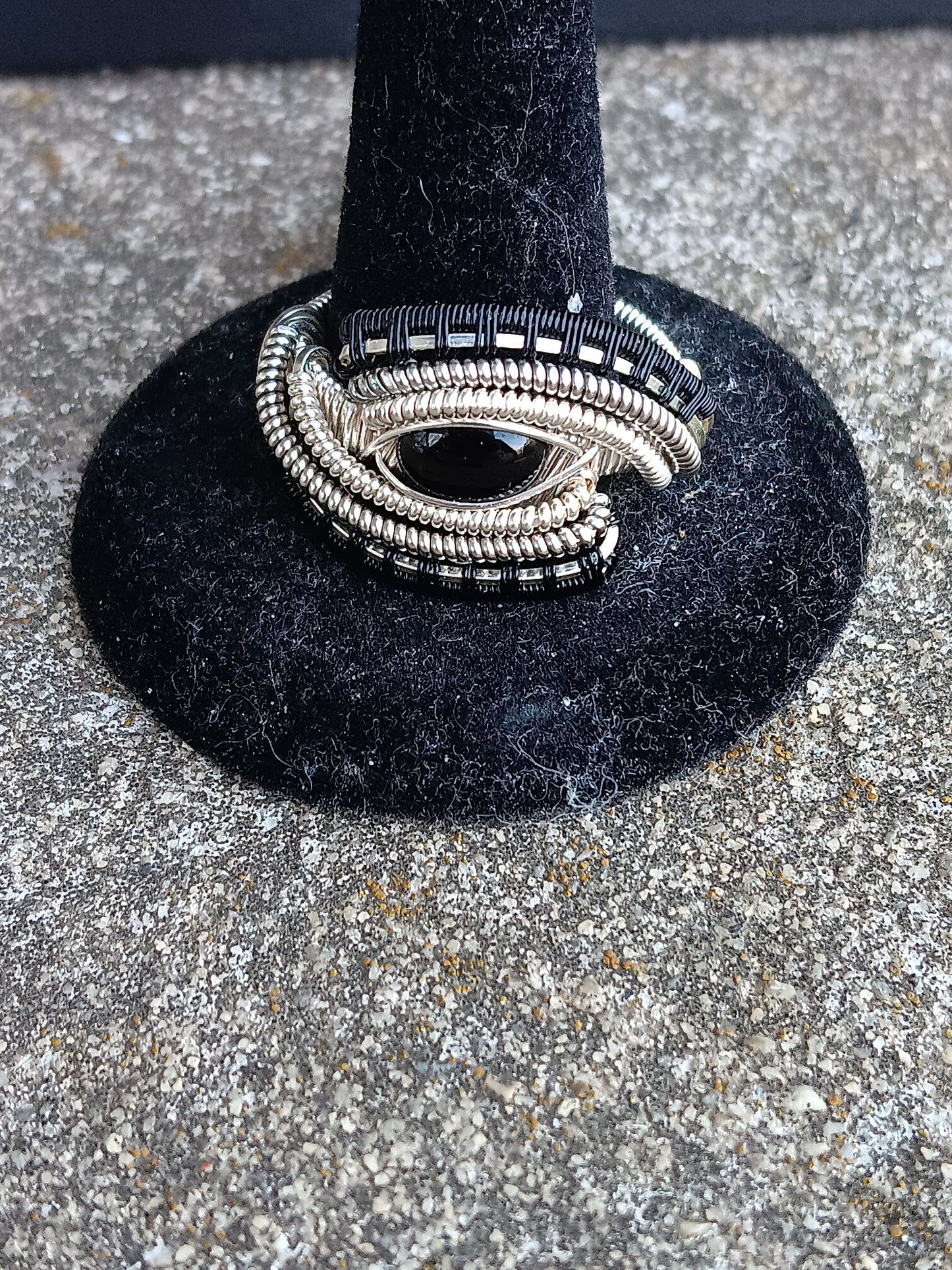 Black Binary, Black Onyx Silver Ring Size 11