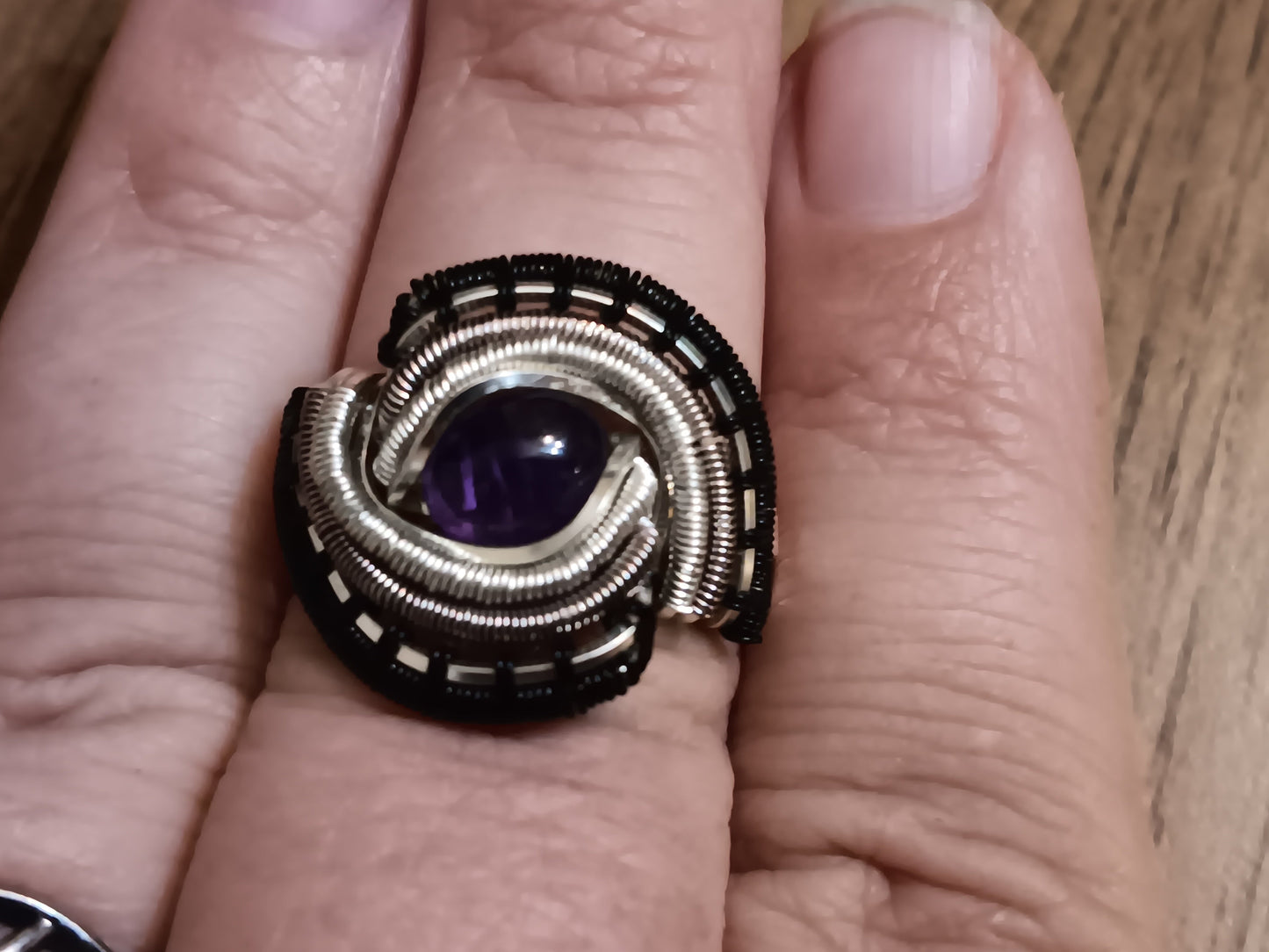 All Mixed Up, Amethyst Mixed Metals Woven Ring size 9