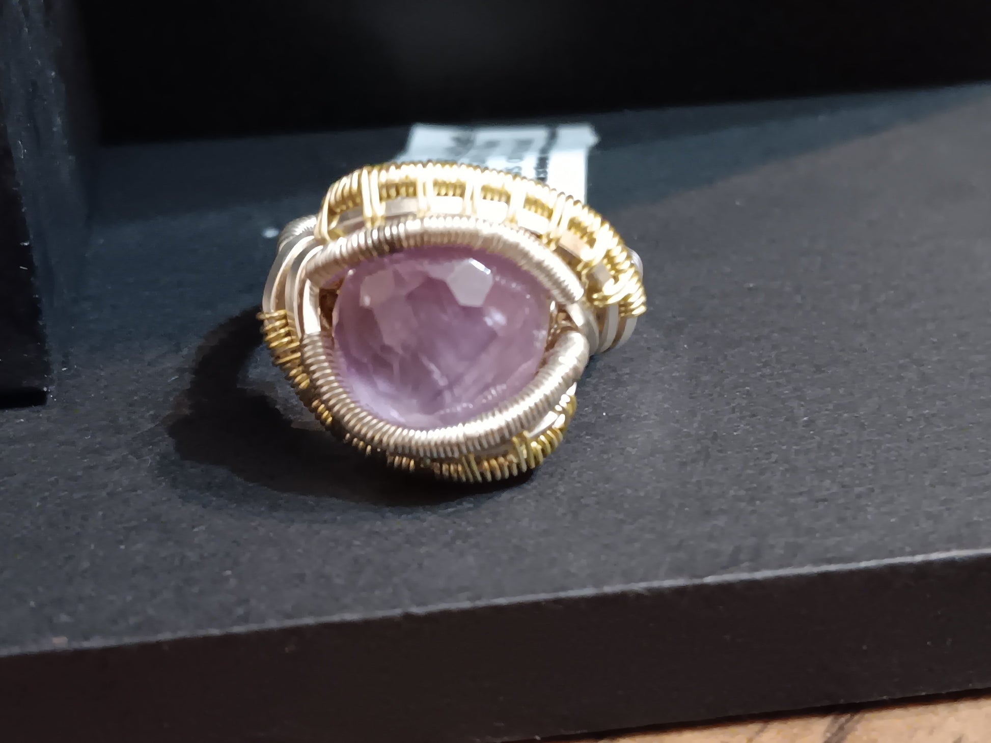 Honeycomb Amethyst Mixed Metals Ring Size 9