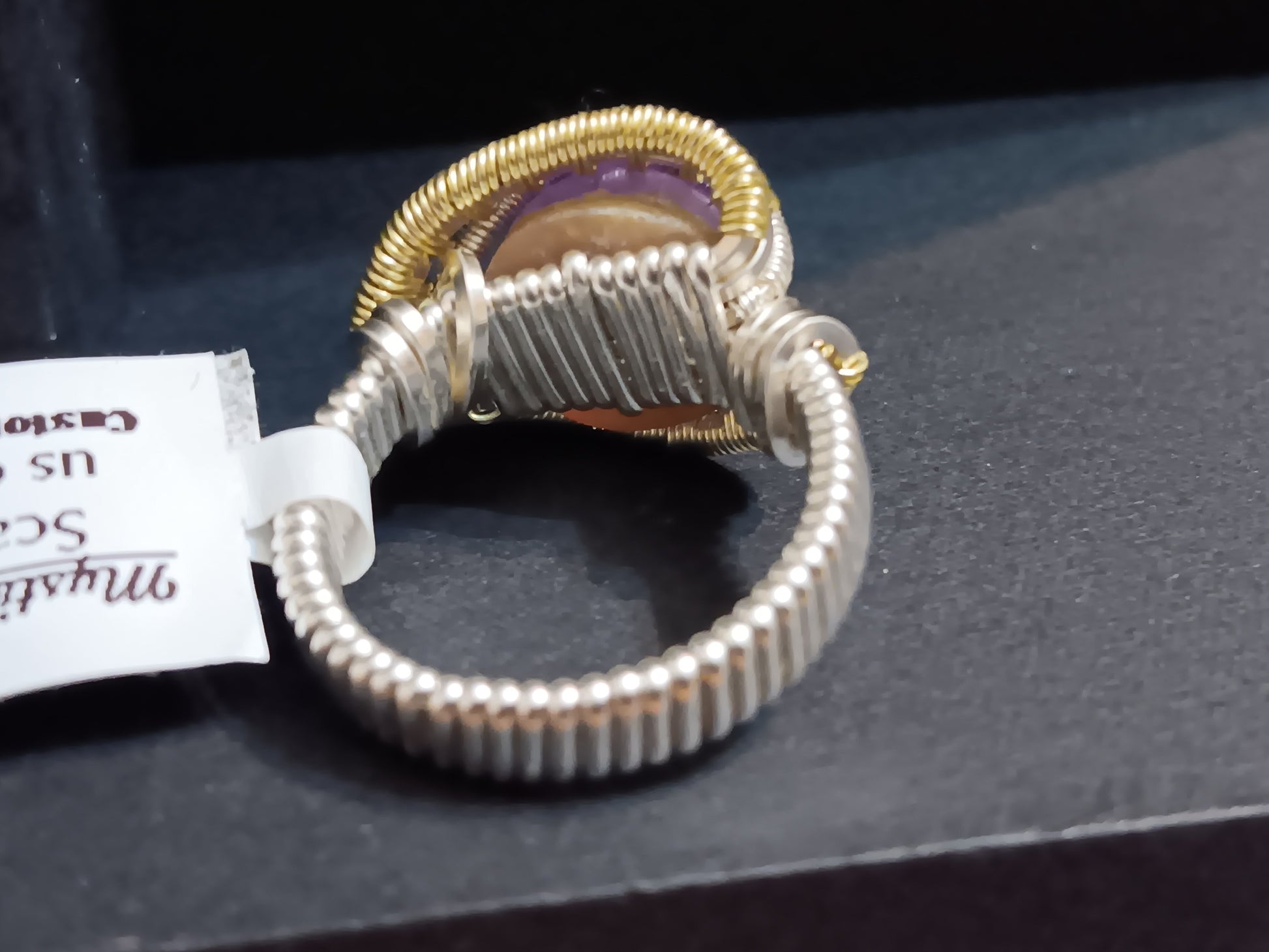 Honeycomb Amethyst Mixed Metals Ring Size 9