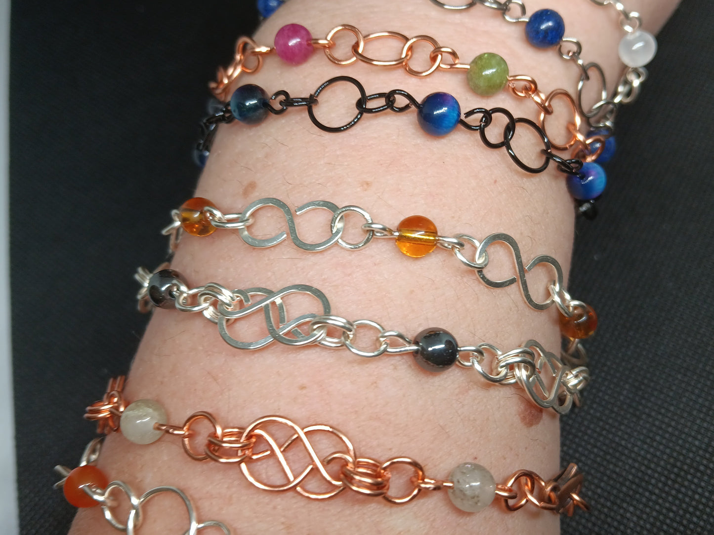 Beaded Wire Chain Link Bracelets