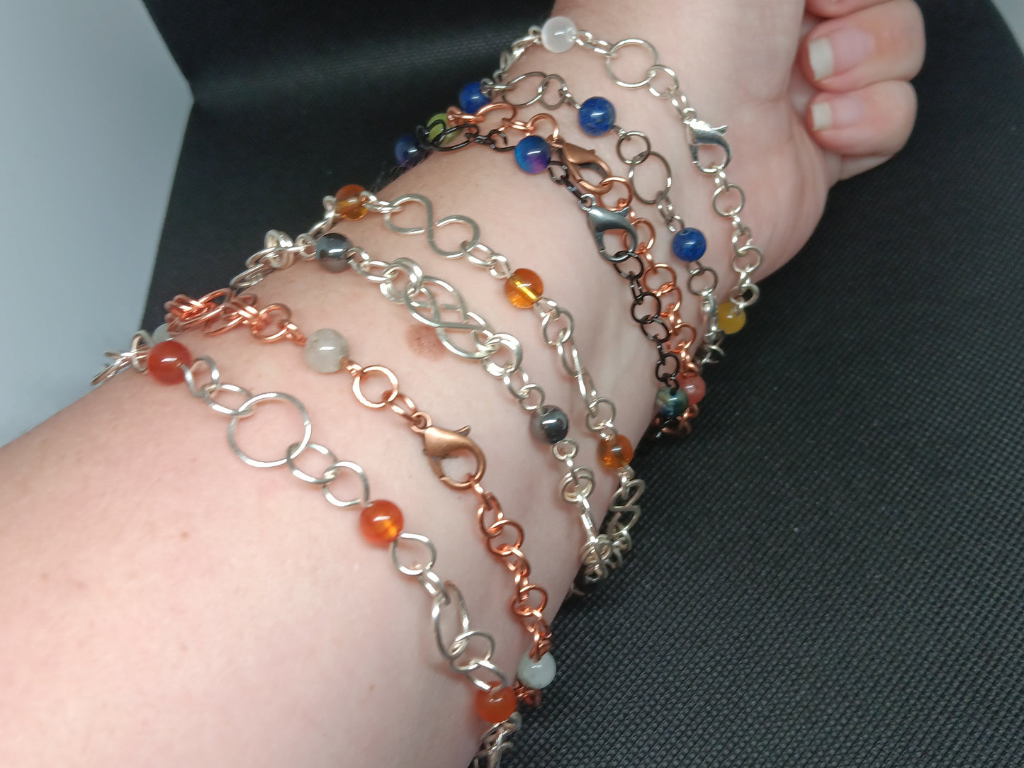 Beaded Wire Chain Link Bracelets