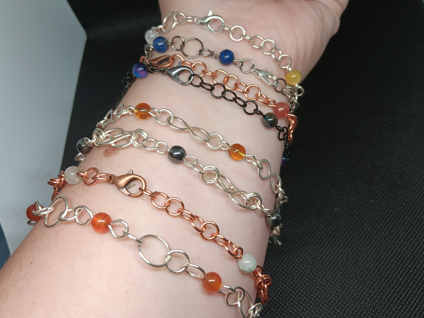 Beaded Wire Chain Link Bracelets