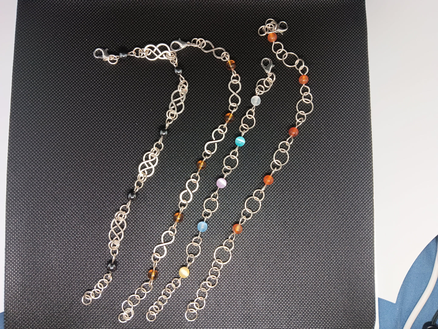 Beaded Wire Chain Link Bracelets