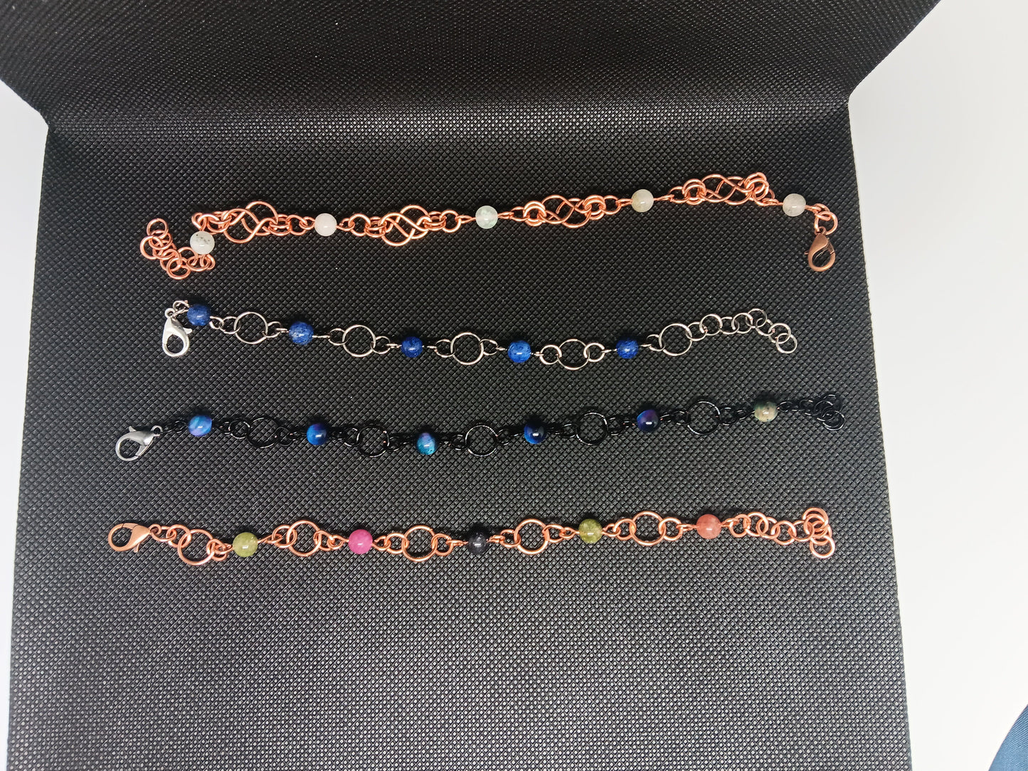 Beaded Wire Chain Link Bracelets