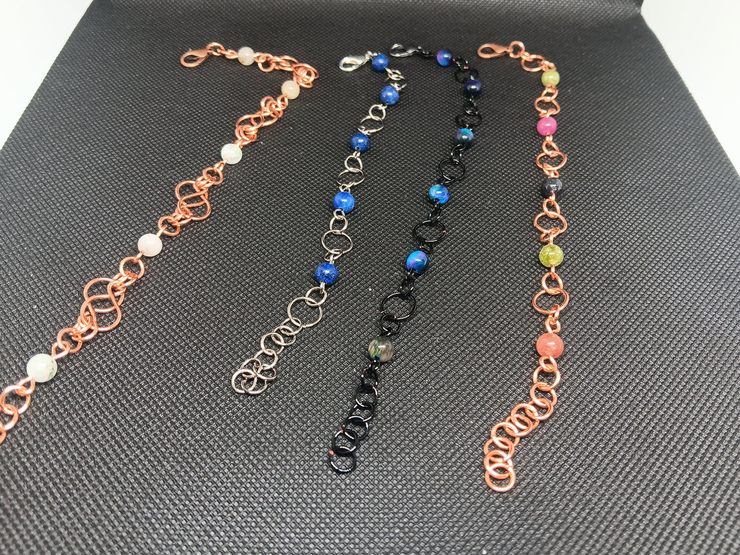 Beaded Wire Chain Link Bracelets