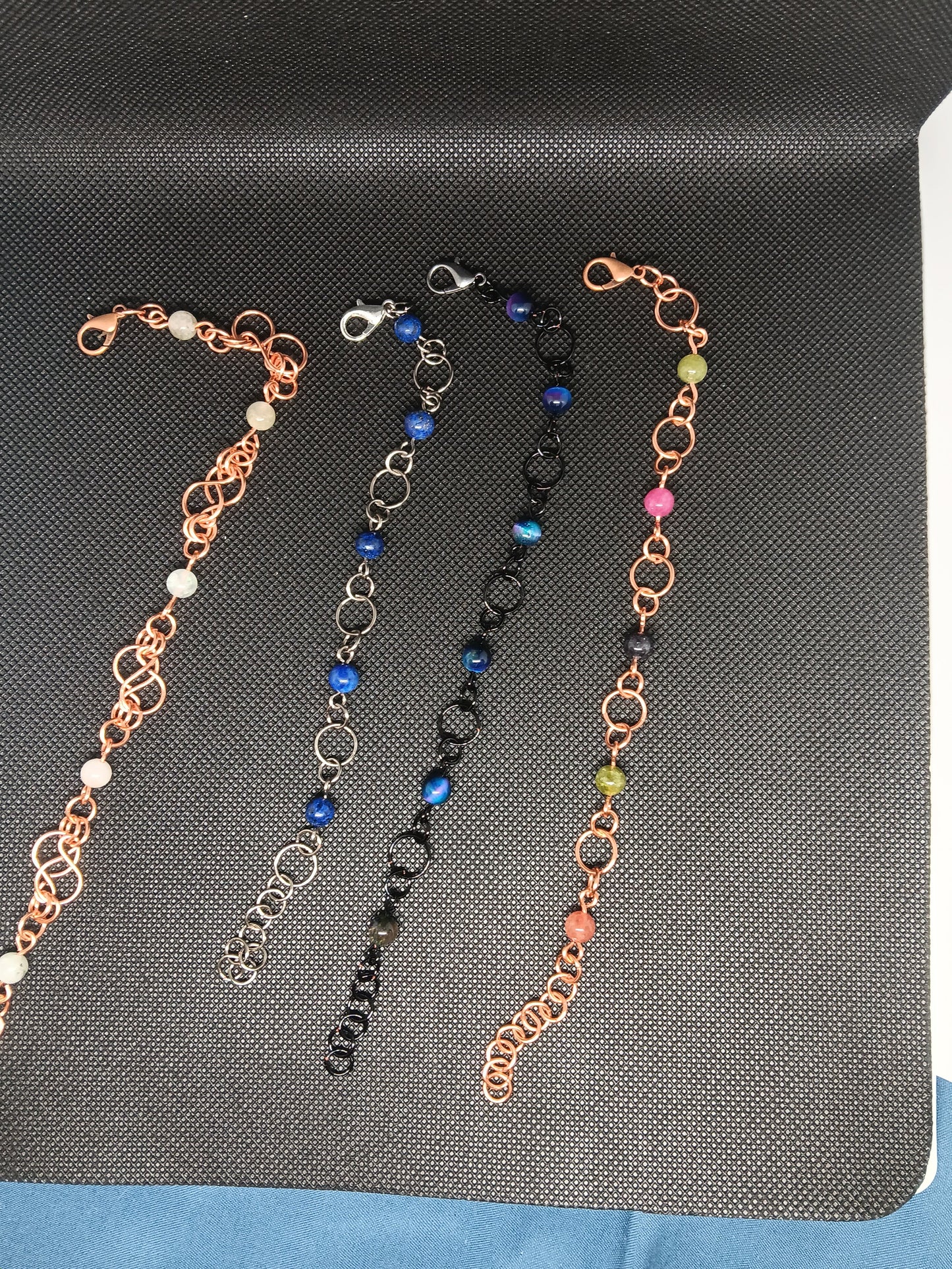 Beaded Wire Chain Link Bracelets