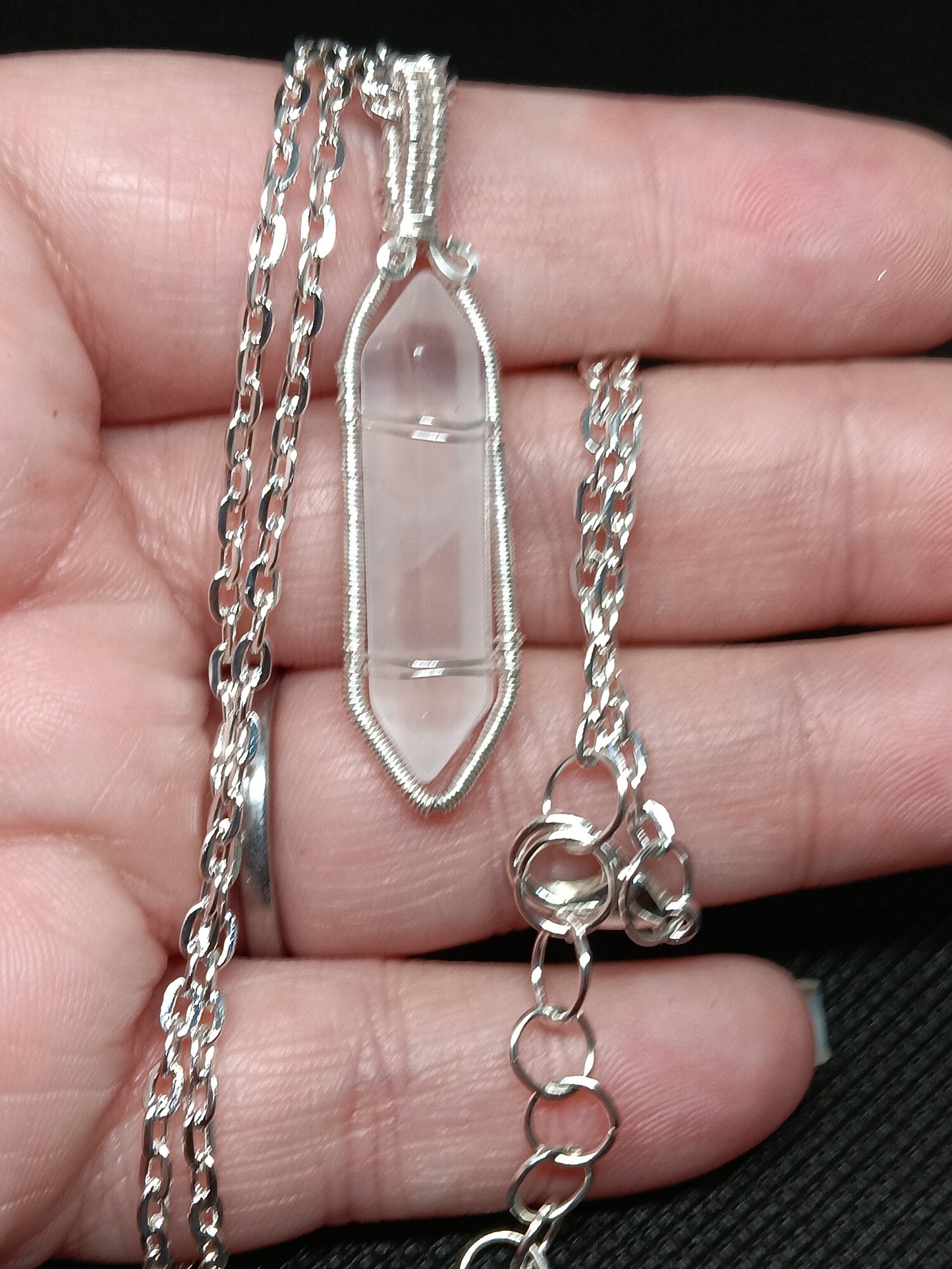 Rose Quartz Point Wire Wrapped Pendant