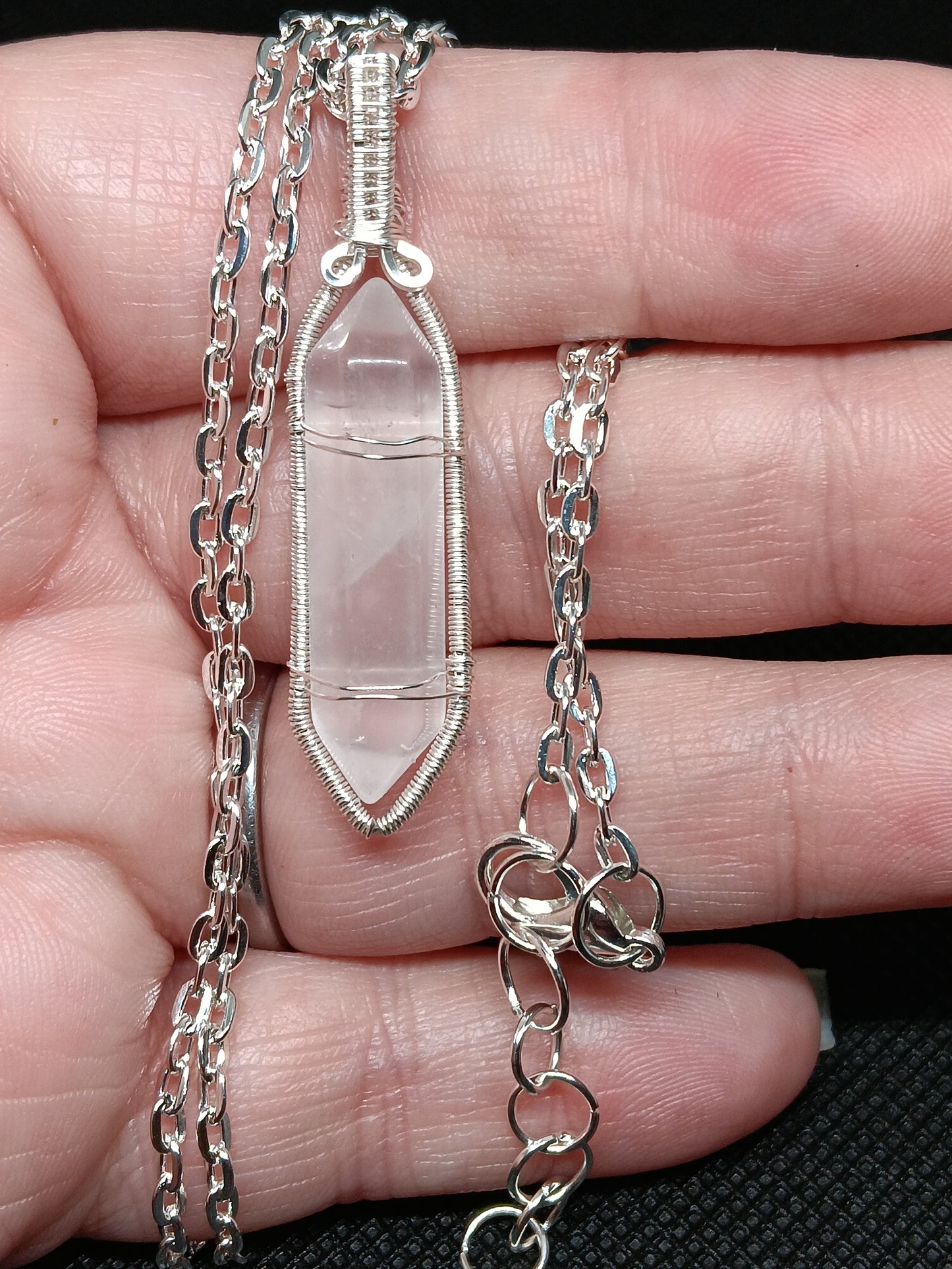 Rose Quartz Point Wire Wrapped Pendant