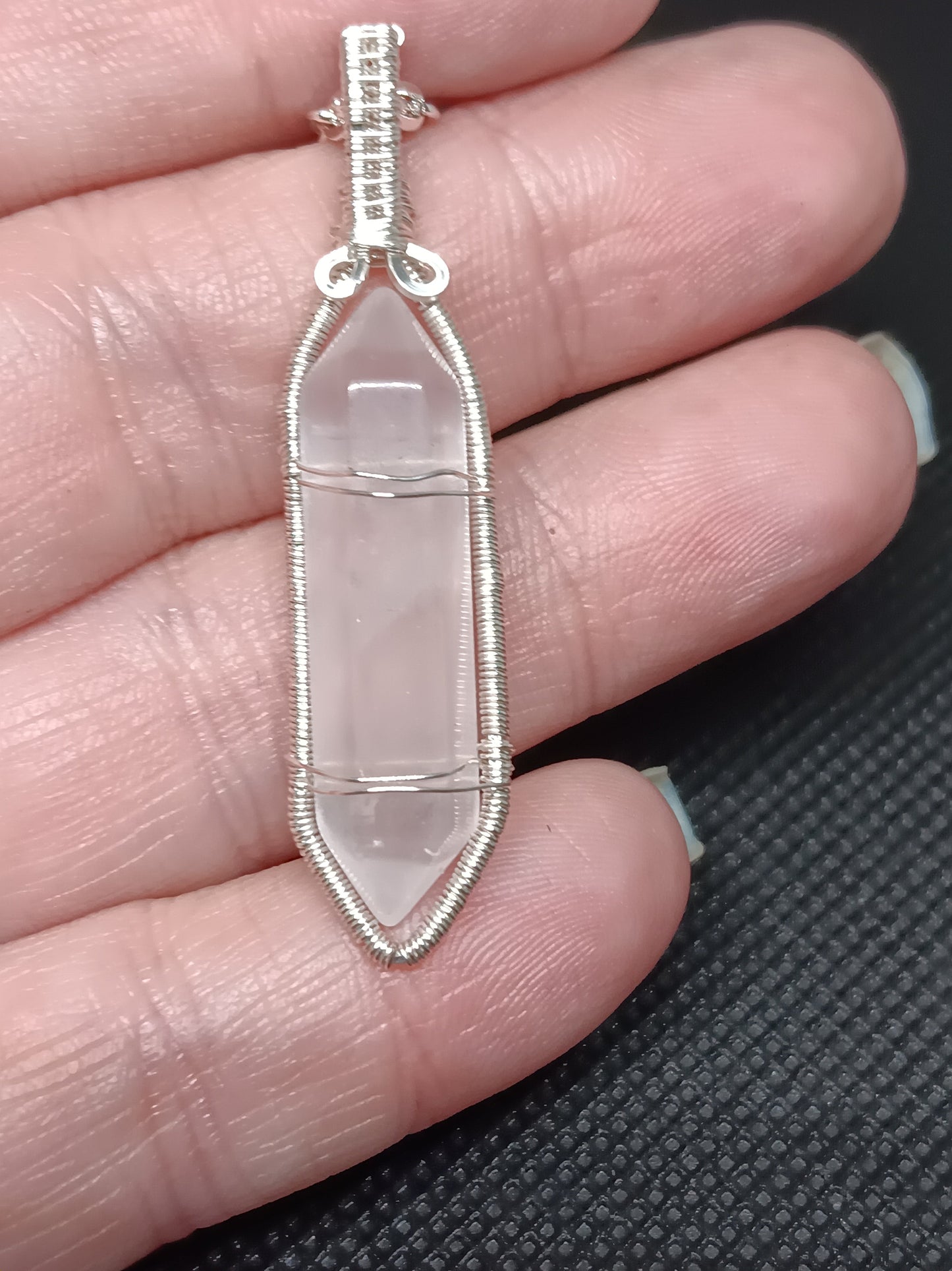 Rose Quartz Point Wire Wrapped Pendant