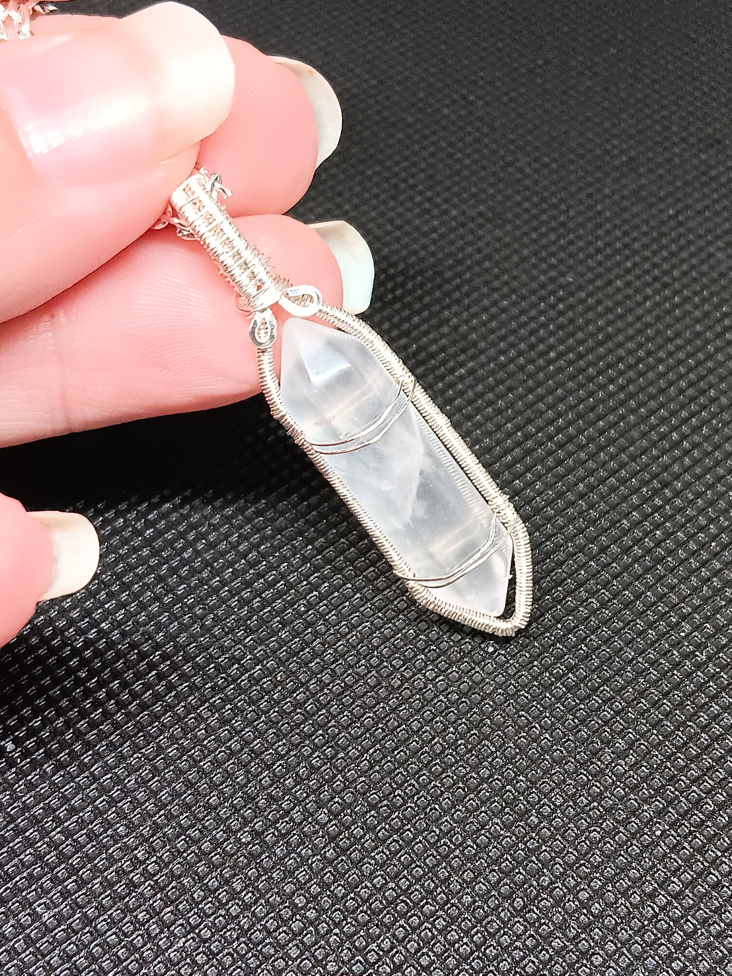 Rose Quartz Point Wire Wrapped Pendant