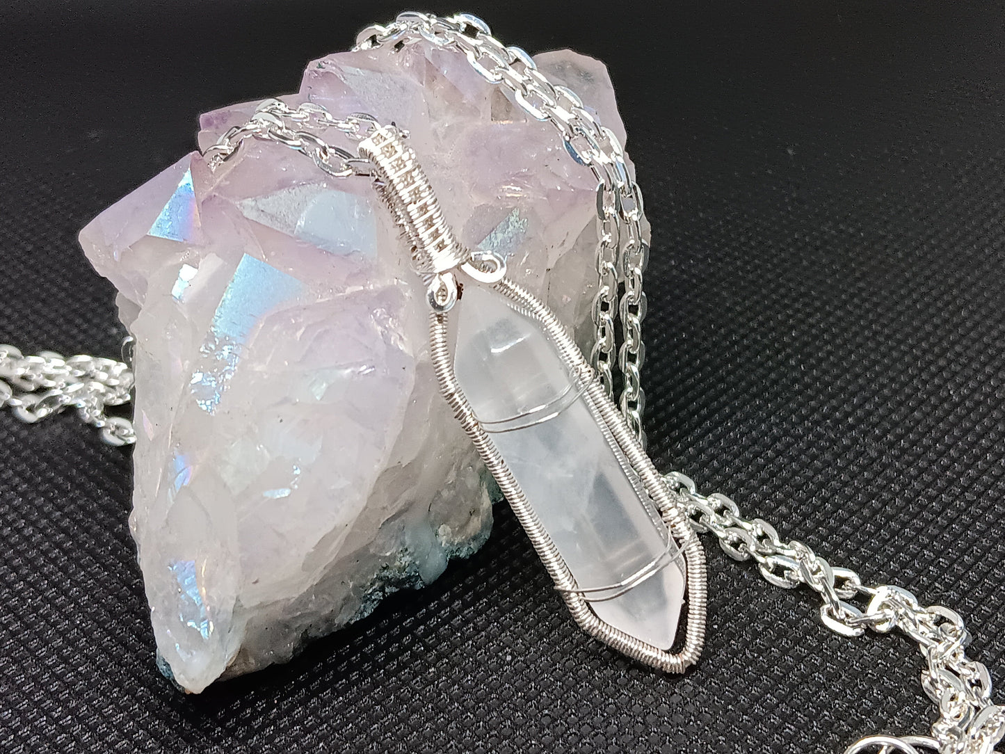 Rose Quartz Point Wire Wrapped Pendant