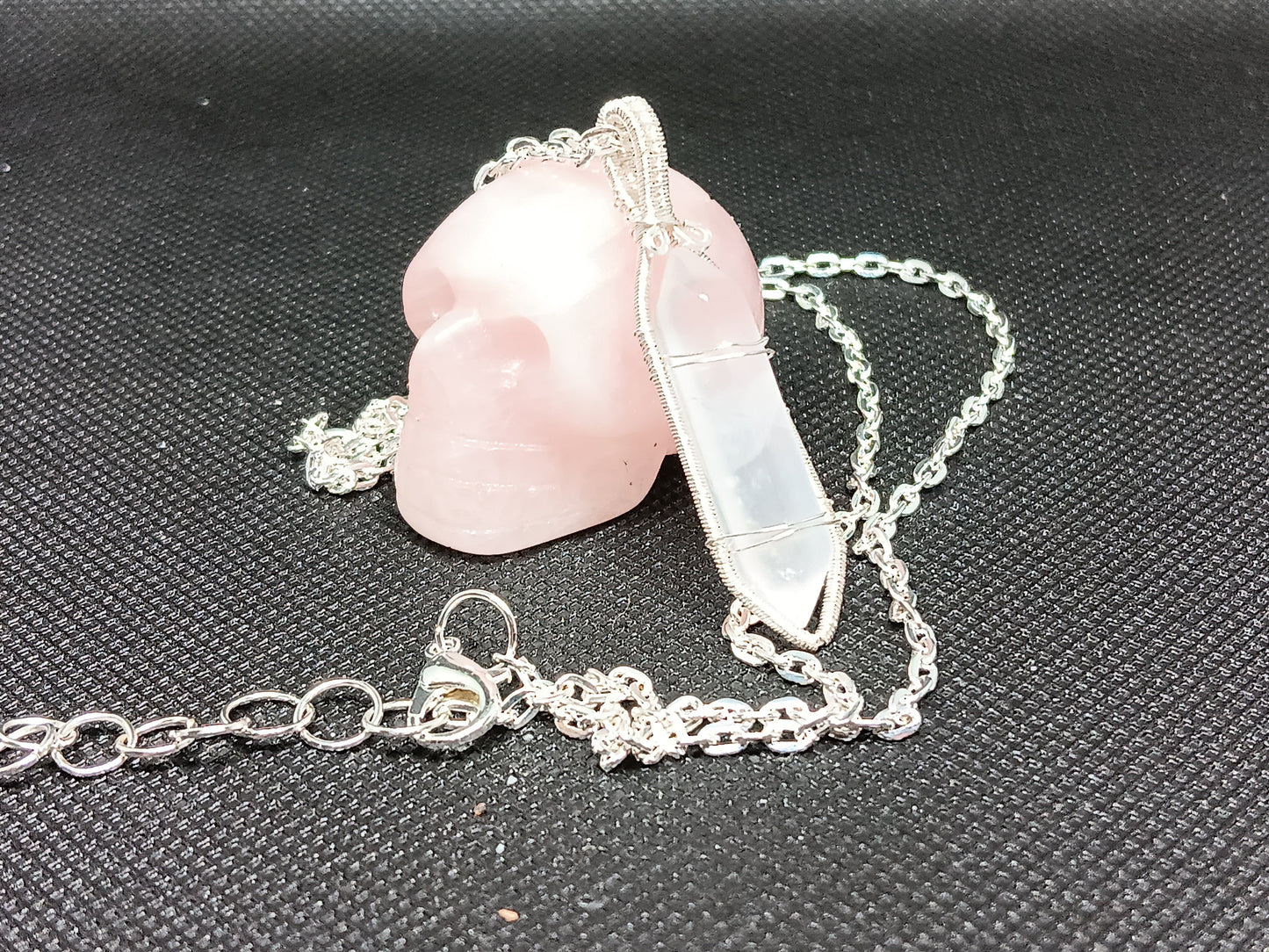 Rose Quartz Point Wire Wrapped Pendant