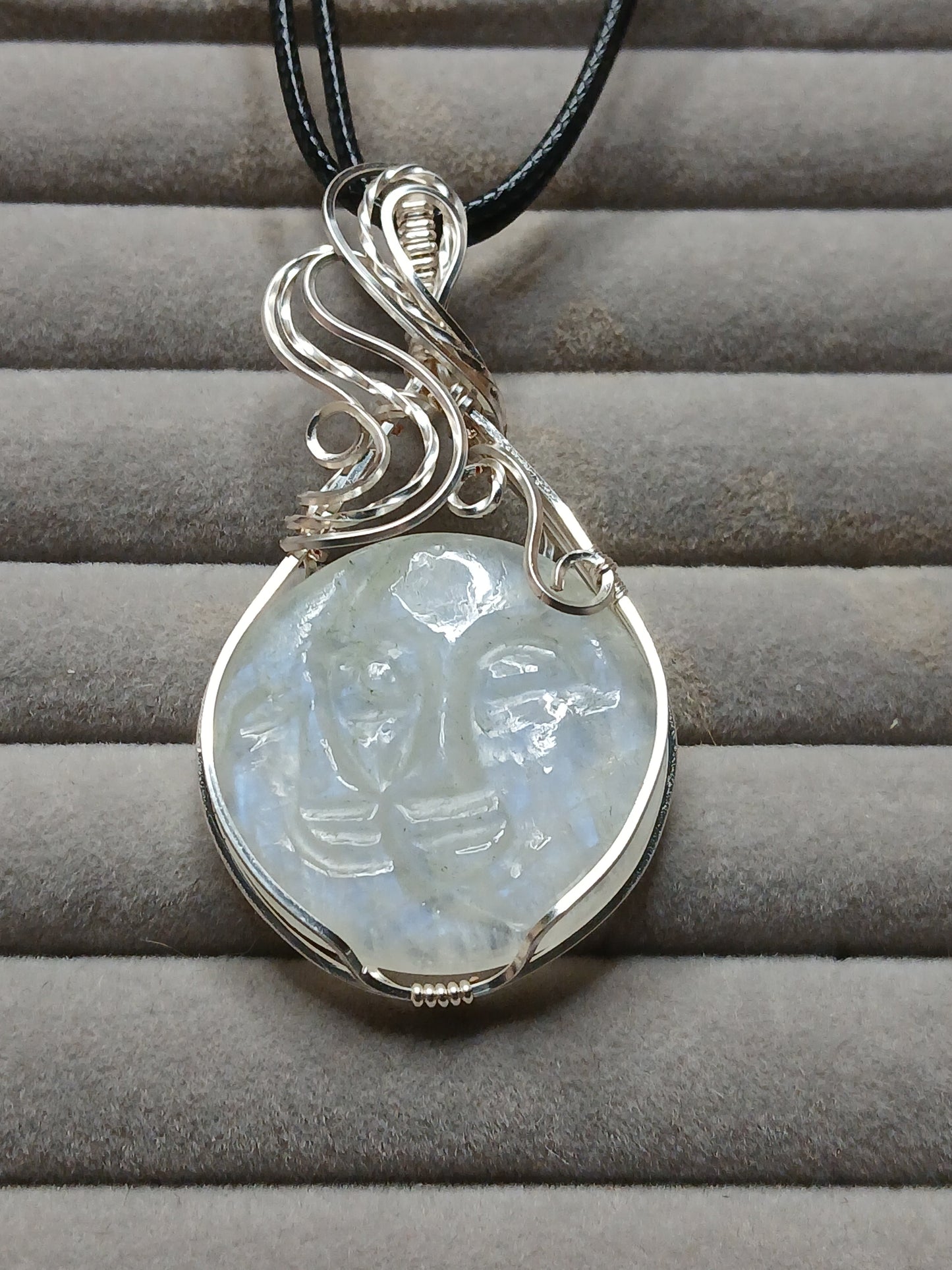 Man In The Moonstone Silver Wire Pendant