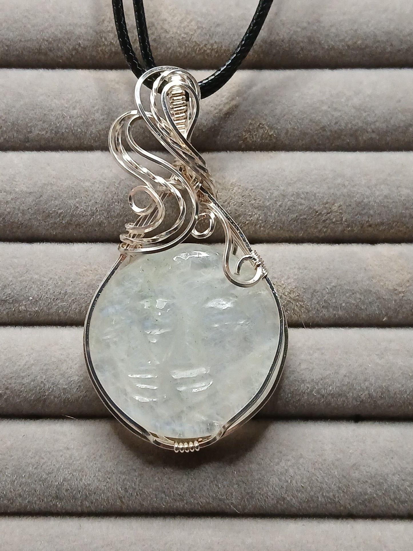 Man In The Moonstone Silver Wire Pendant