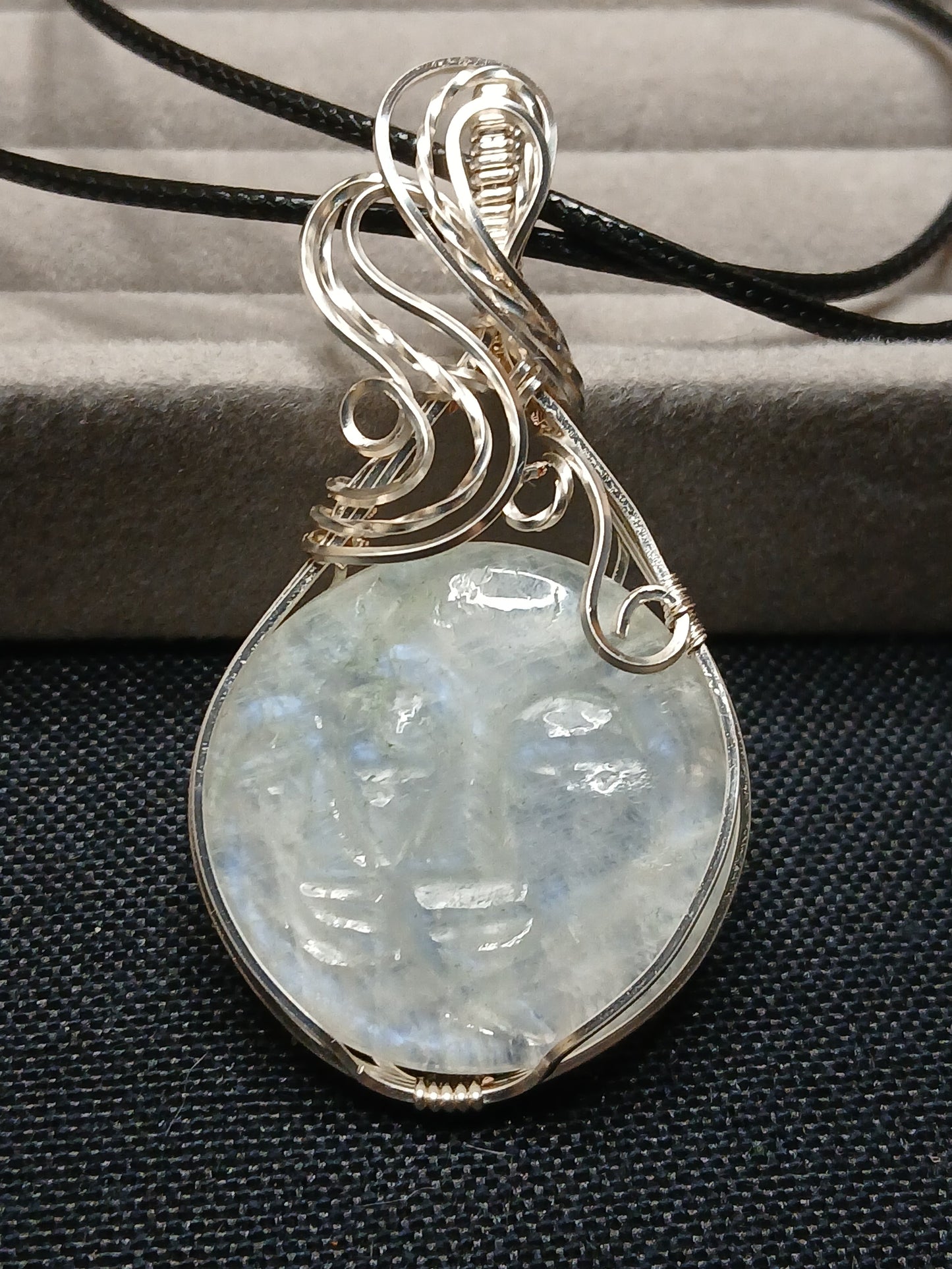 Man In The Moonstone Silver Wire Pendant