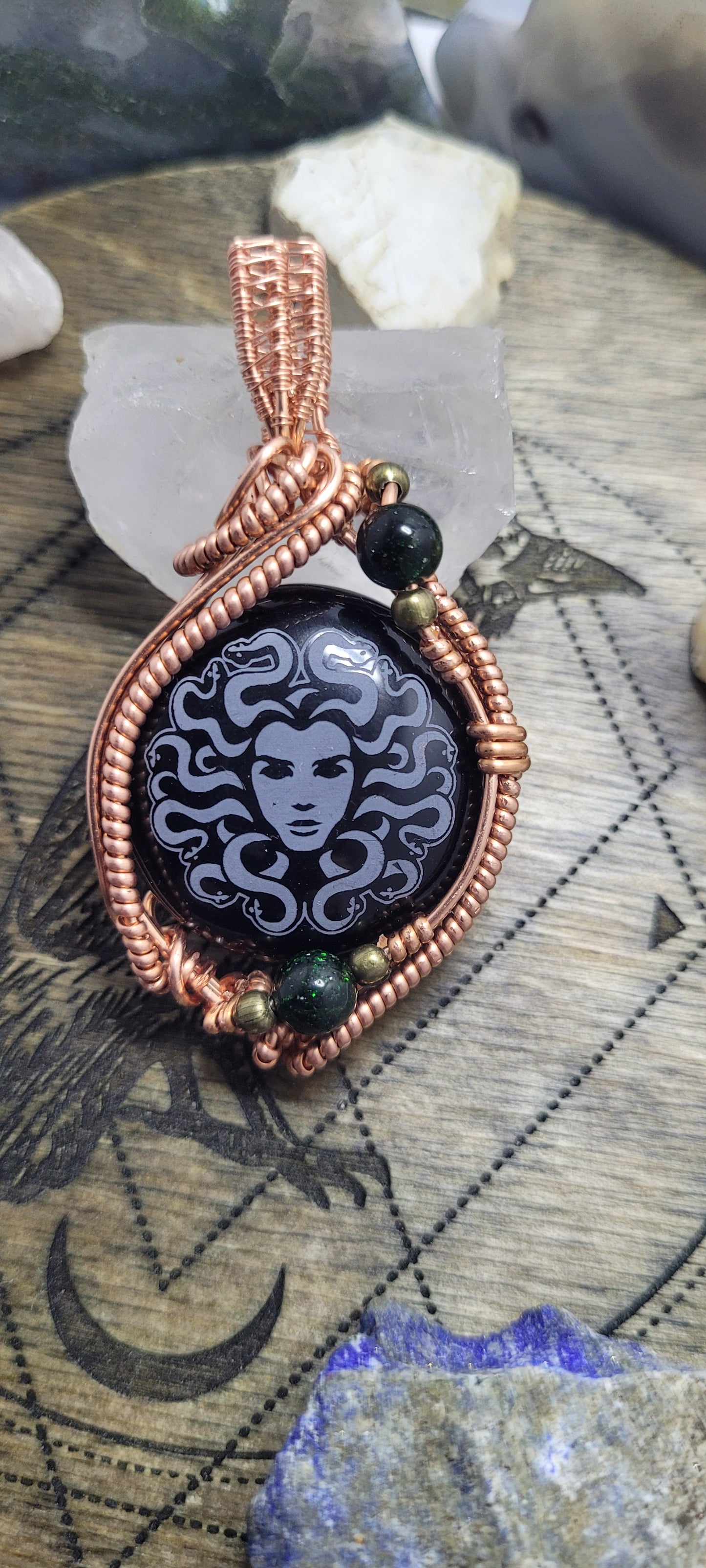 Onyx Medusa pendant