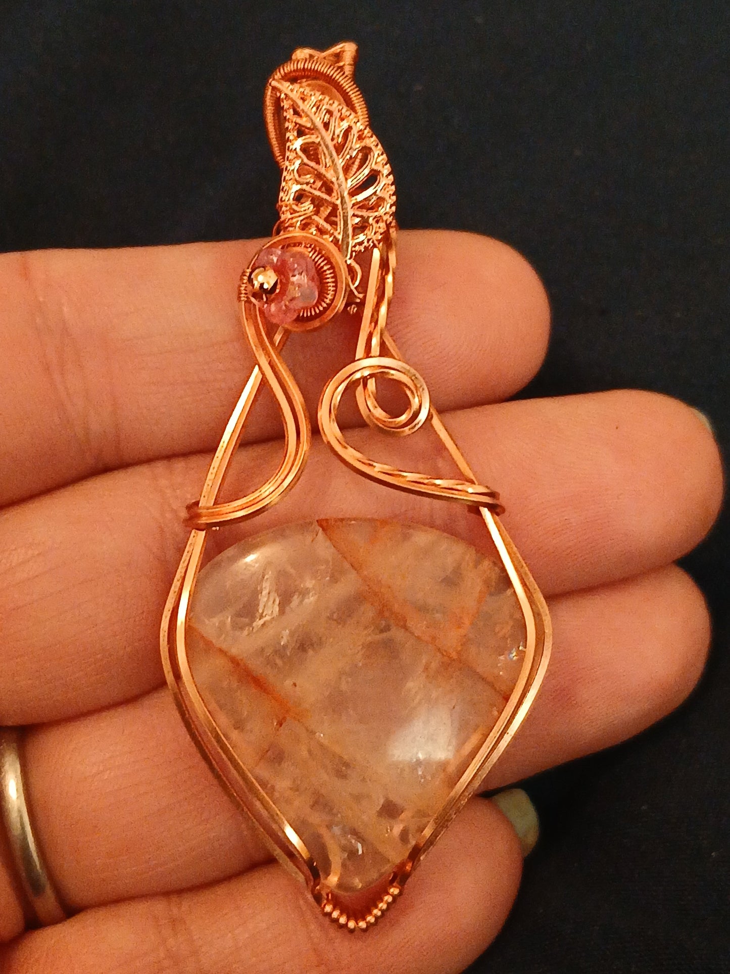 Fire Quartz w/ Copper Pendant