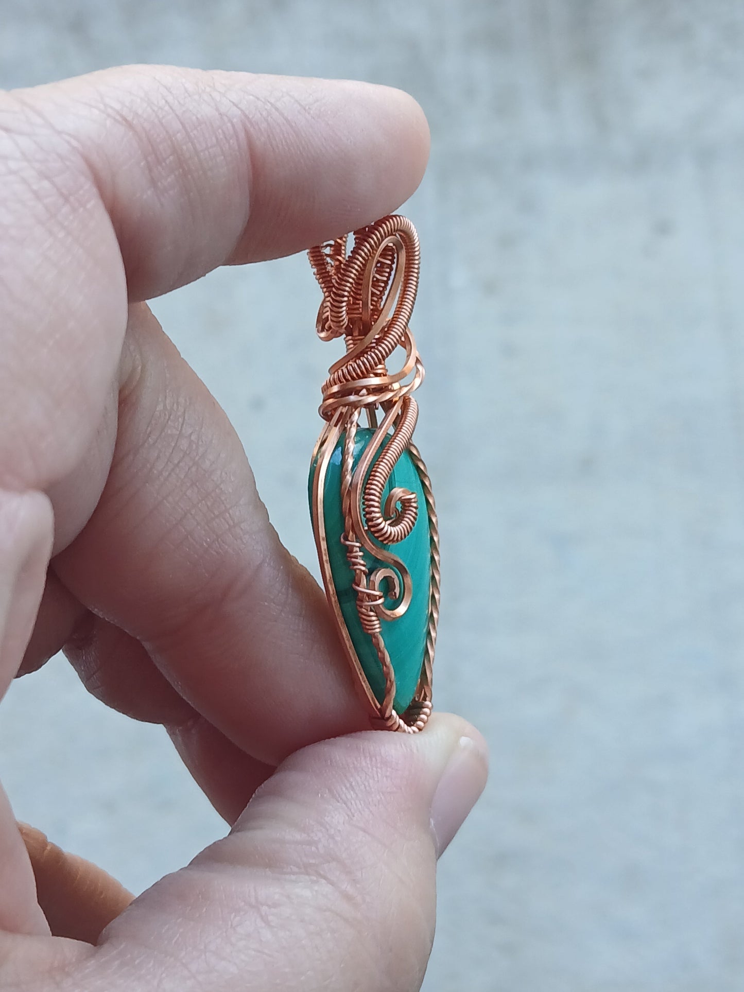 Malachite Copper Wire Wrapped Pendant