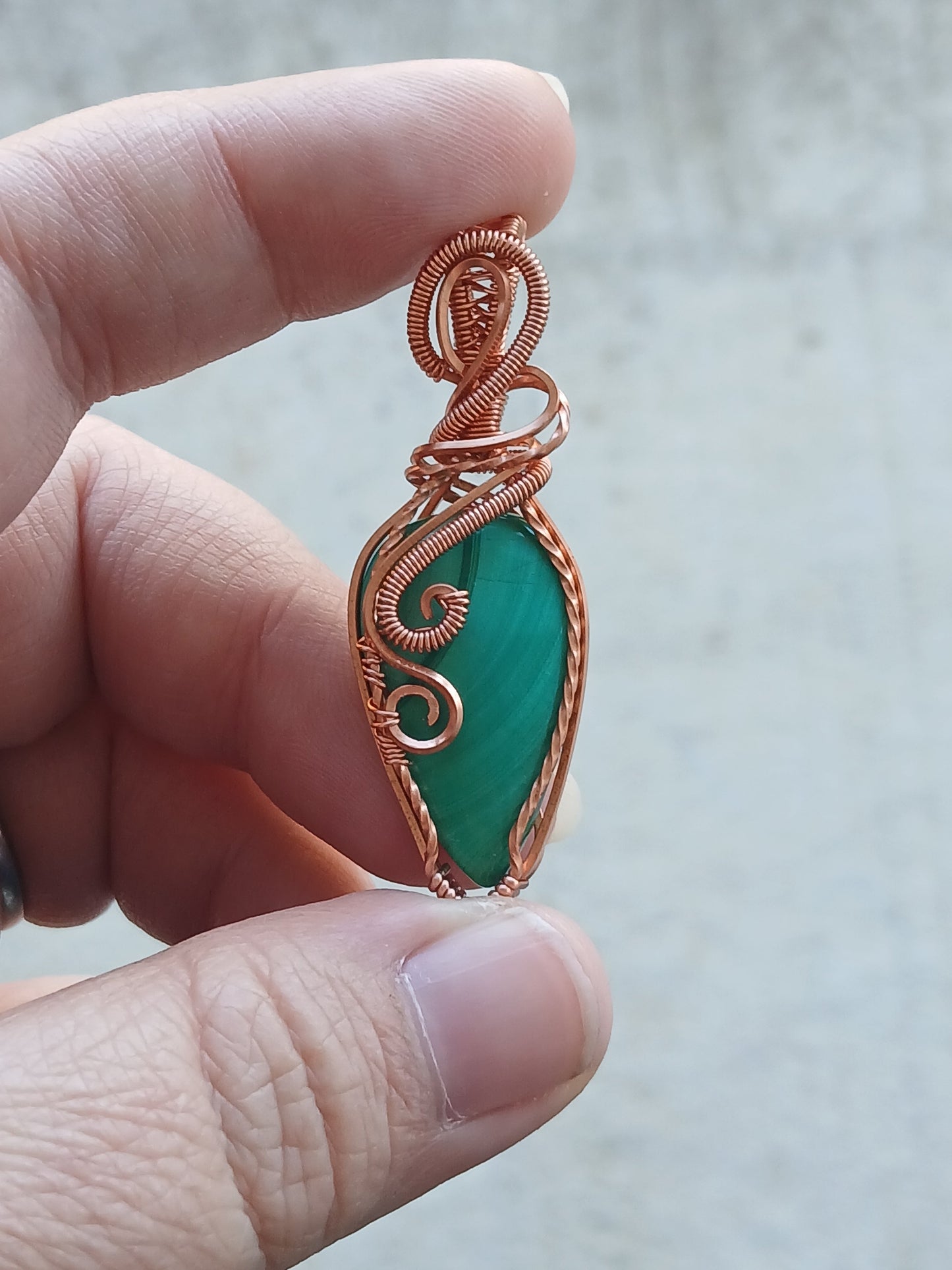 Malachite Copper Wire Wrapped Pendant