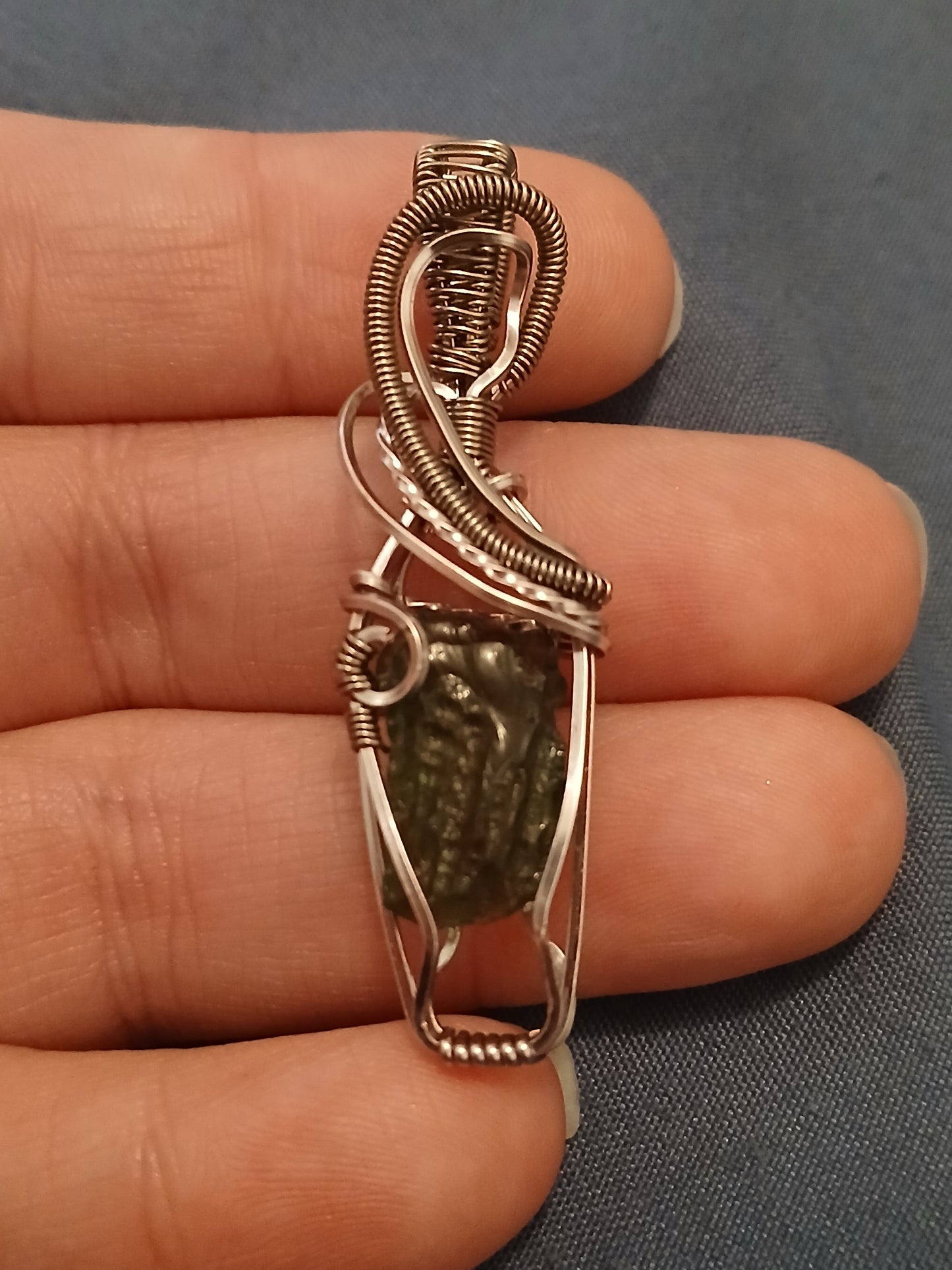 Moldavite Titanium wire Pendant