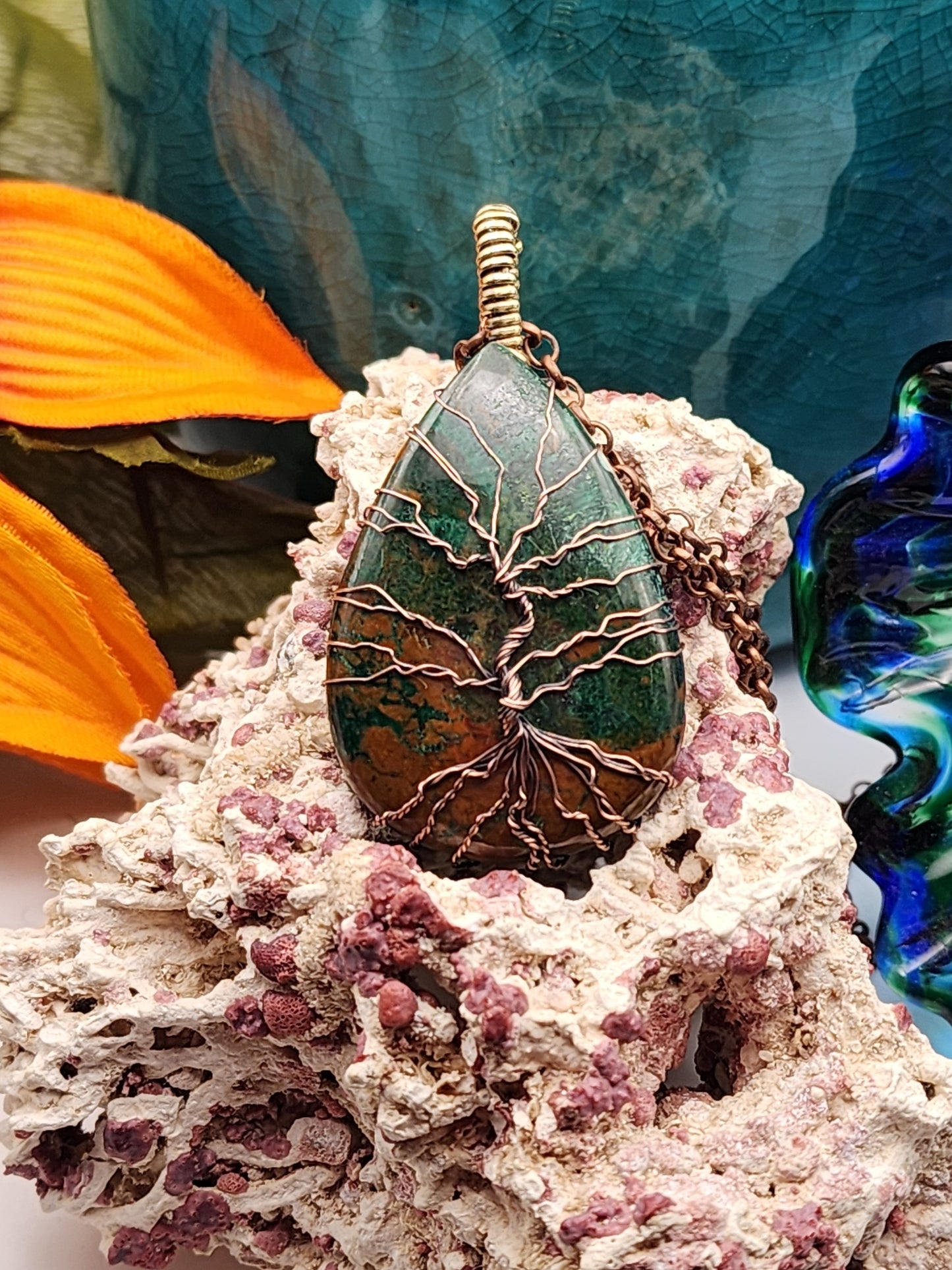 Chrysocolla, Chrysocolla Pendant, Tree of Life, Tree Of Life Pendant, Chrysocolla Jewelry