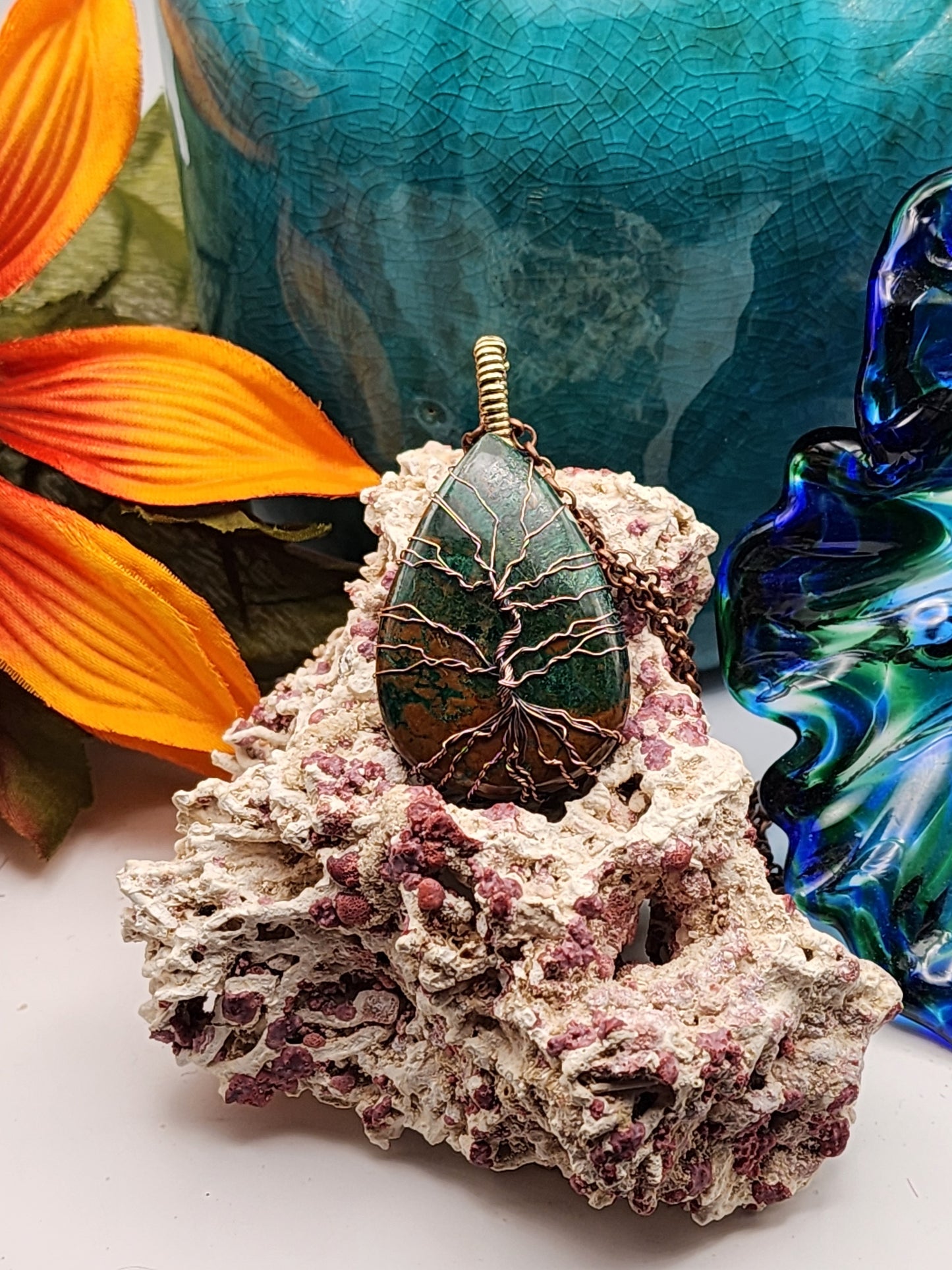 Chrysocolla, Chrysocolla Pendant, Tree of Life, Tree Of Life Pendant, Chrysocolla Jewelry